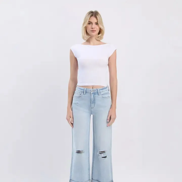 Cuffed & Carefree Wide Leg Jeans