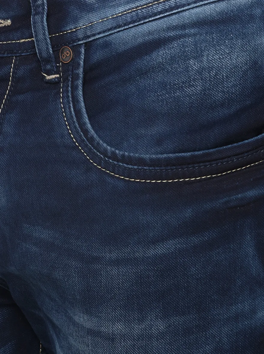 Dark Blue Washed Straight Fit Jeans | JadeBlue