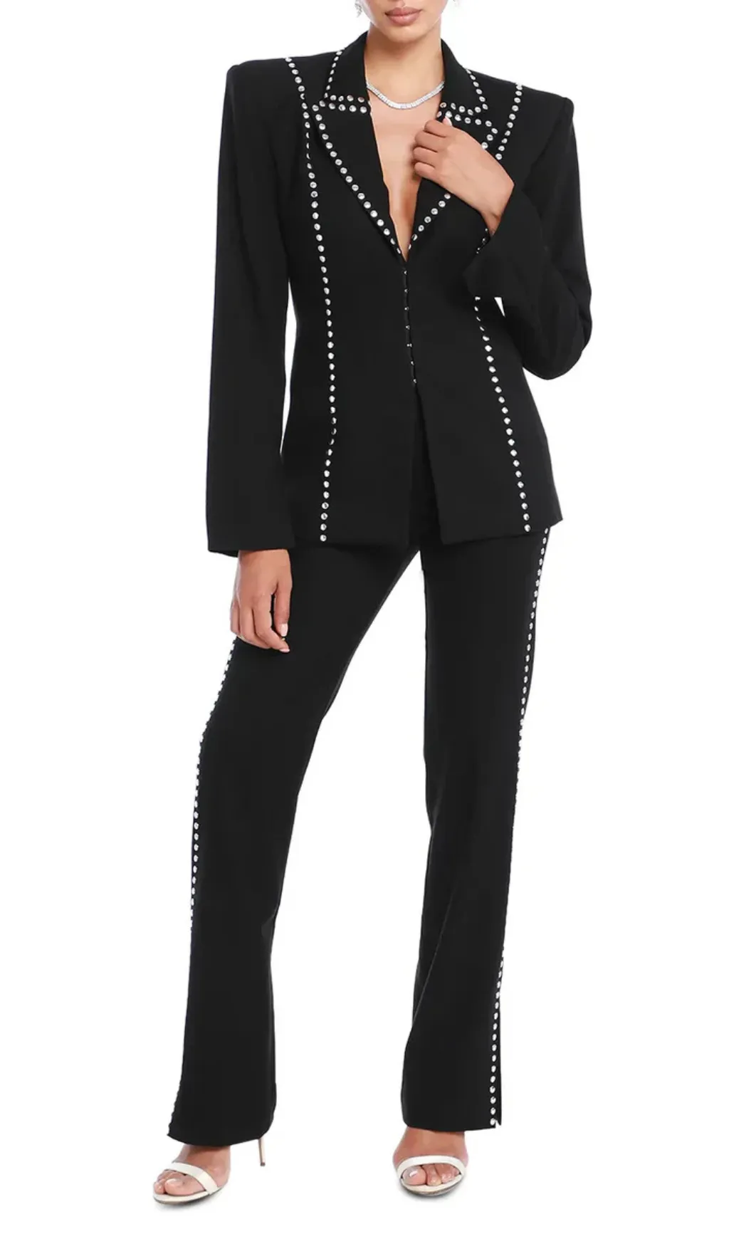 DEBORAH BLACK SCARF-DETAILED WOOL CREPE BLAZER SET