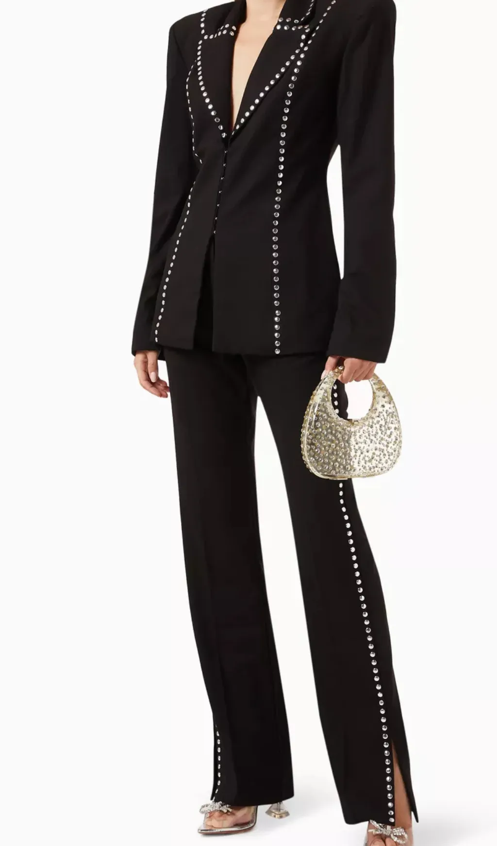 DEBORAH BLACK SCARF-DETAILED WOOL CREPE BLAZER SET