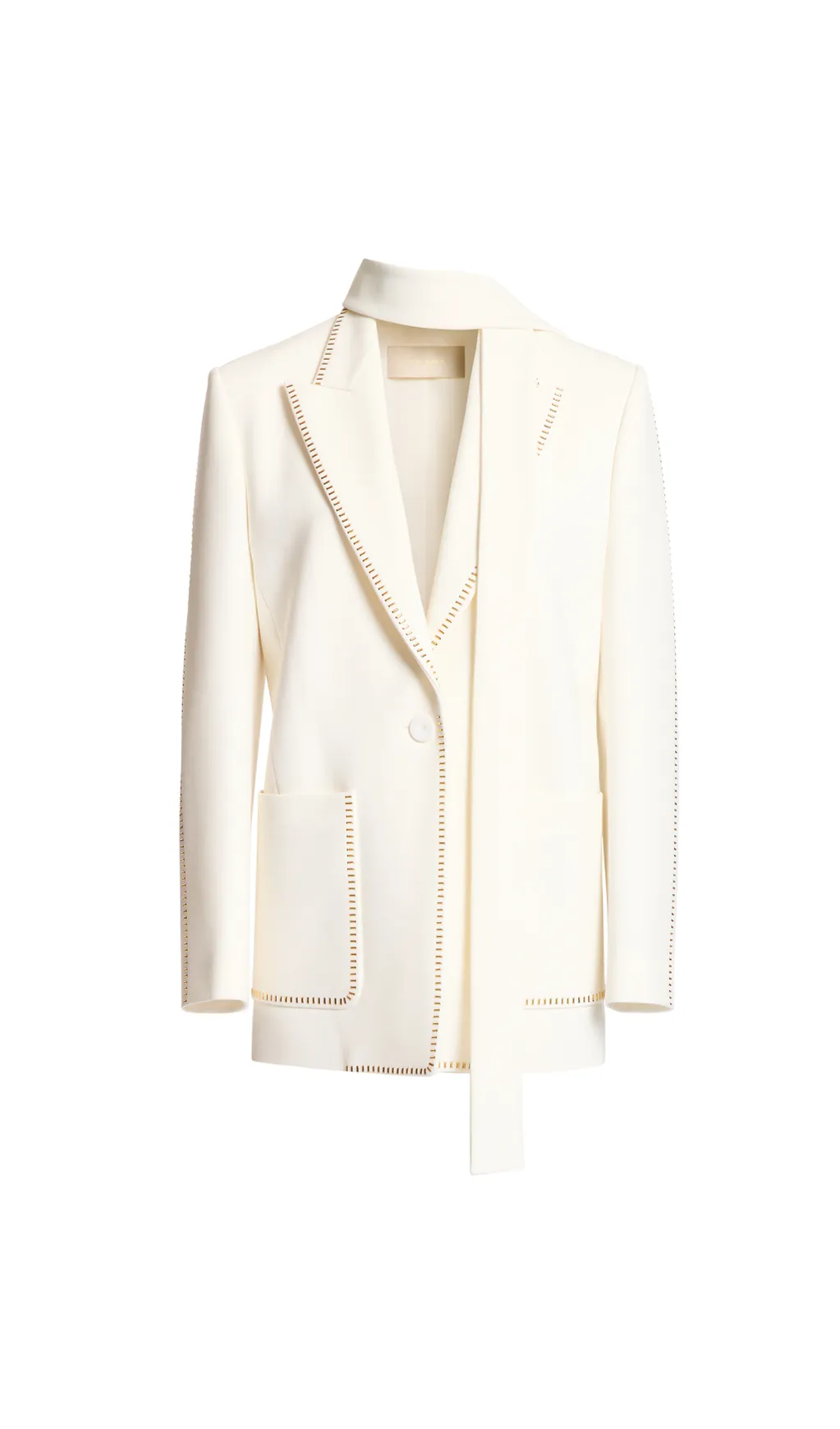 DEBORAH WHITE SCARF-DETAILED WOOL CREPE BLAZER SET