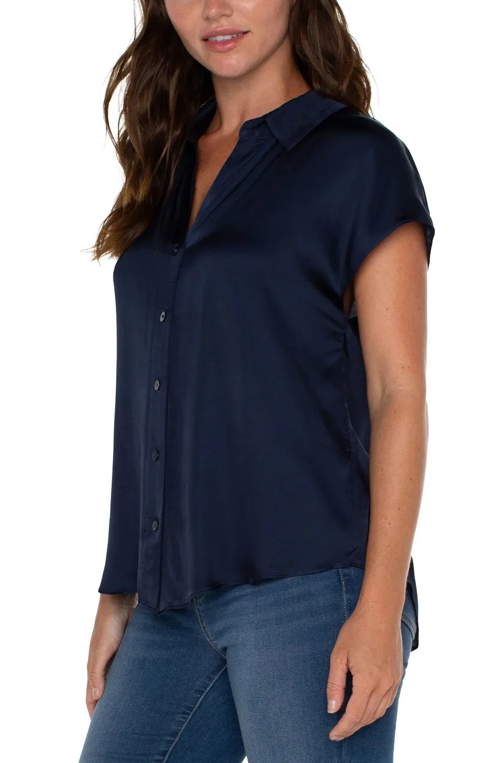 Dolman Sleeve Blouse with Collar