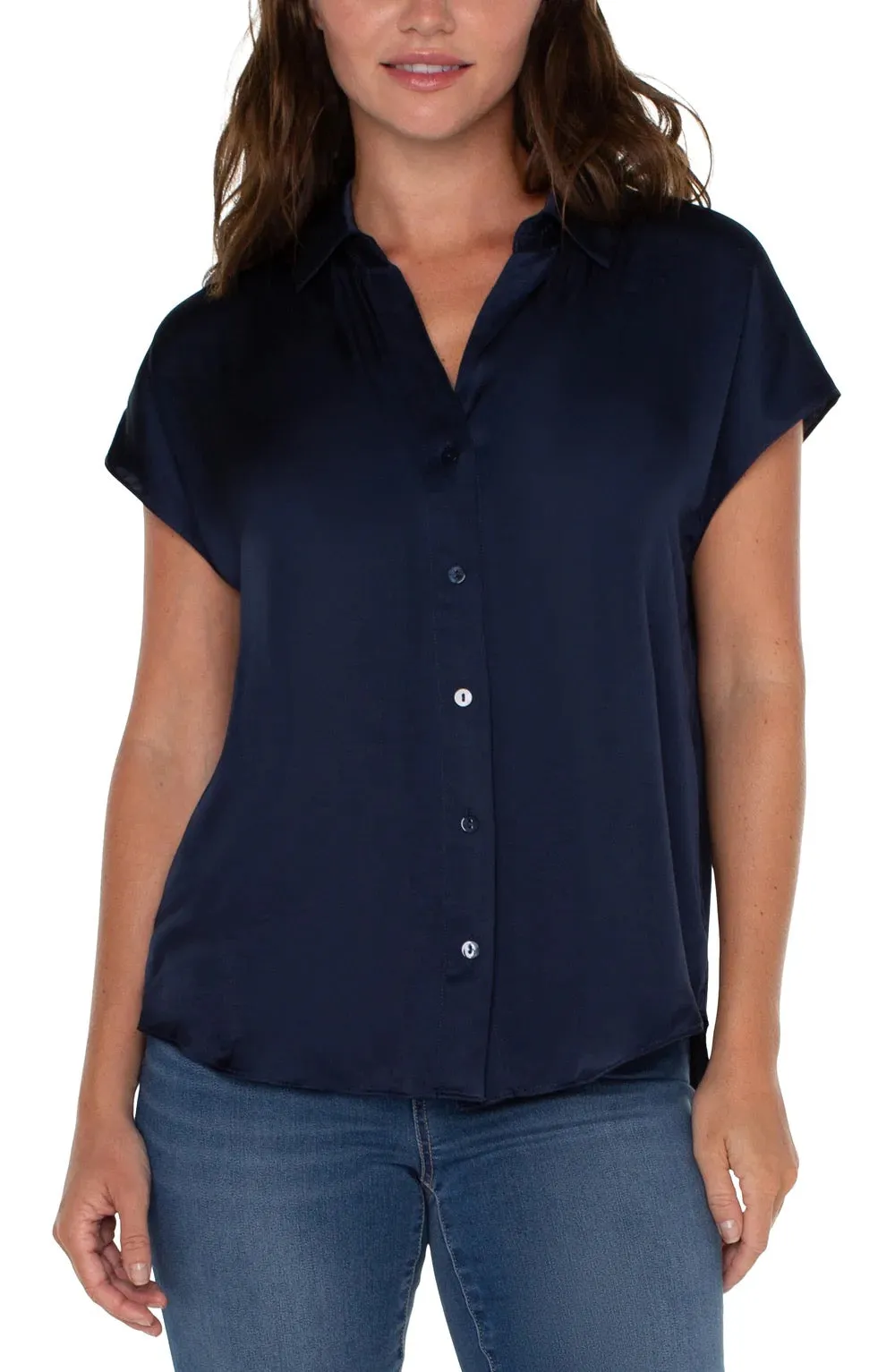 Dolman Sleeve Blouse with Collar