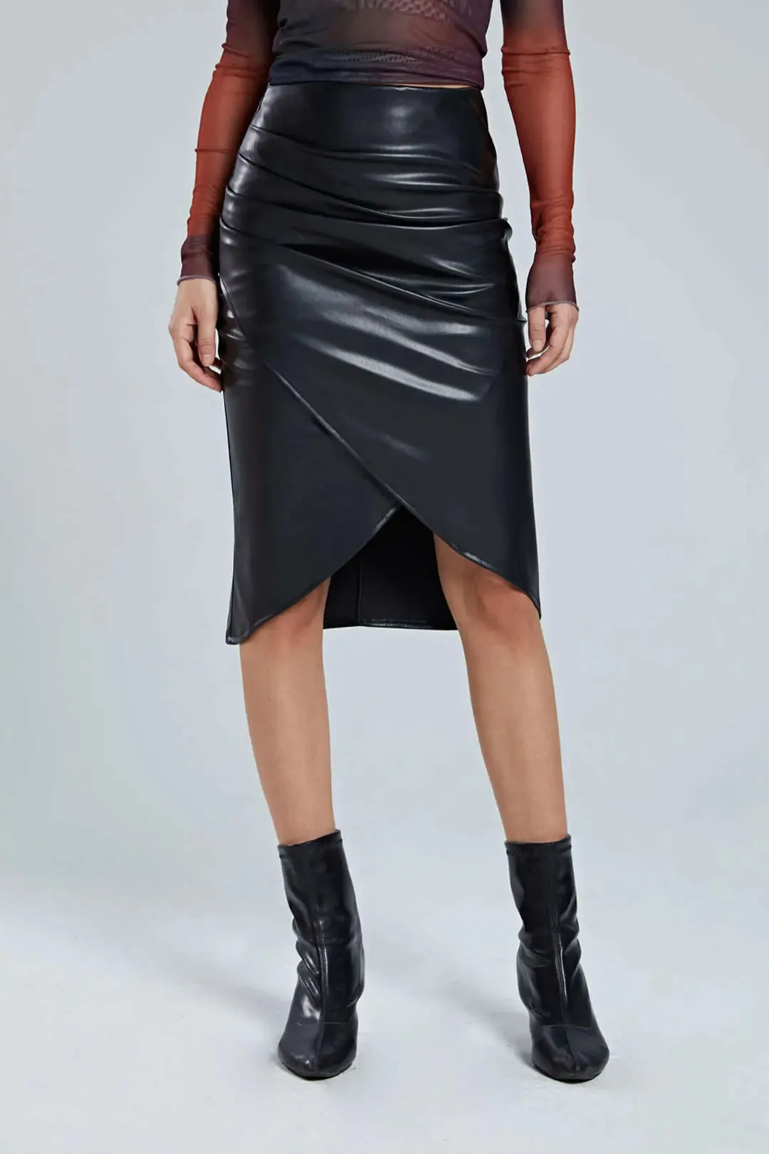 Dorothy - Refined Wrap Ruched Design Woman's Midi Skirt
