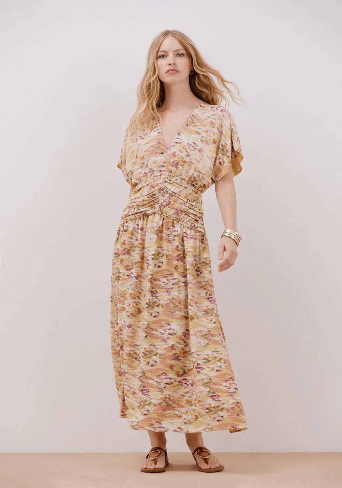 Draped Midi Dress - Multicoloured