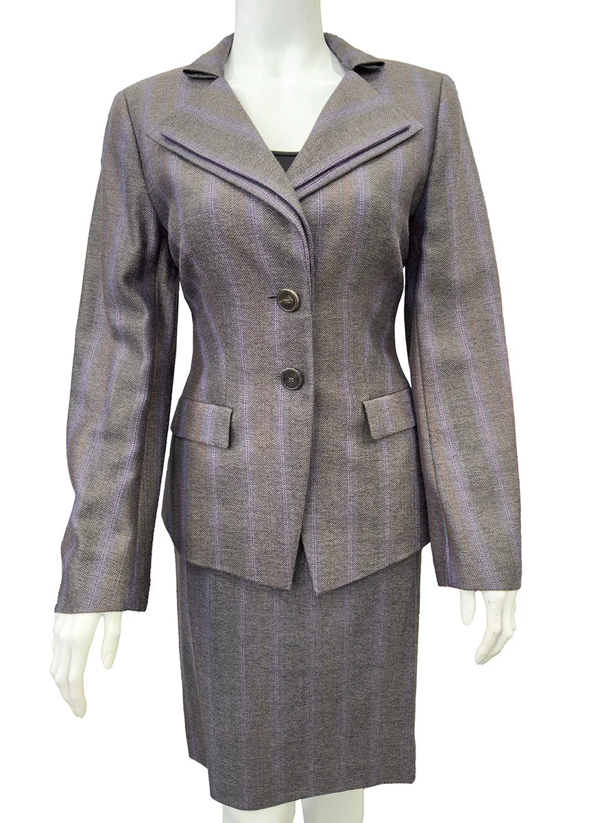 Escada Size 36 Grey/Purple Wool & Silk Blazer