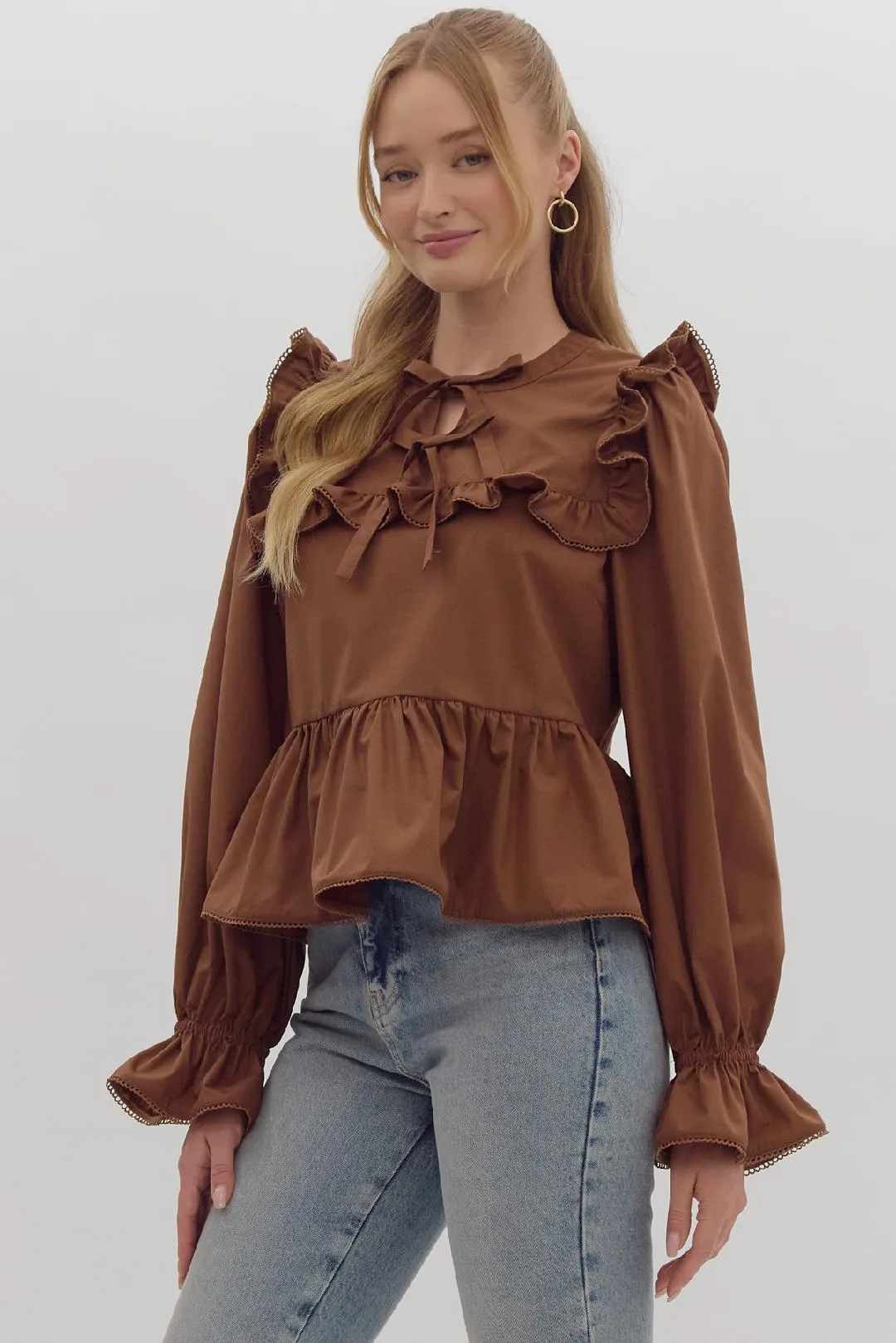 Espresso Ruffle Blouse
