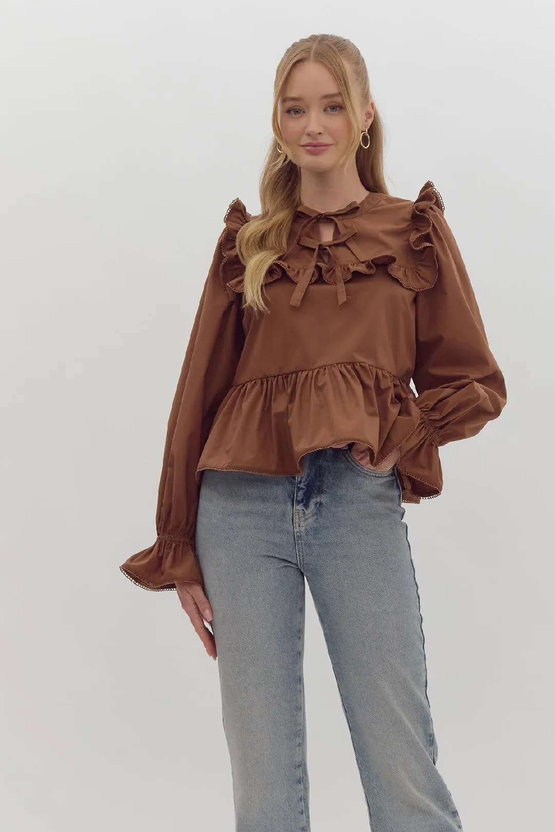 Espresso Ruffle Blouse