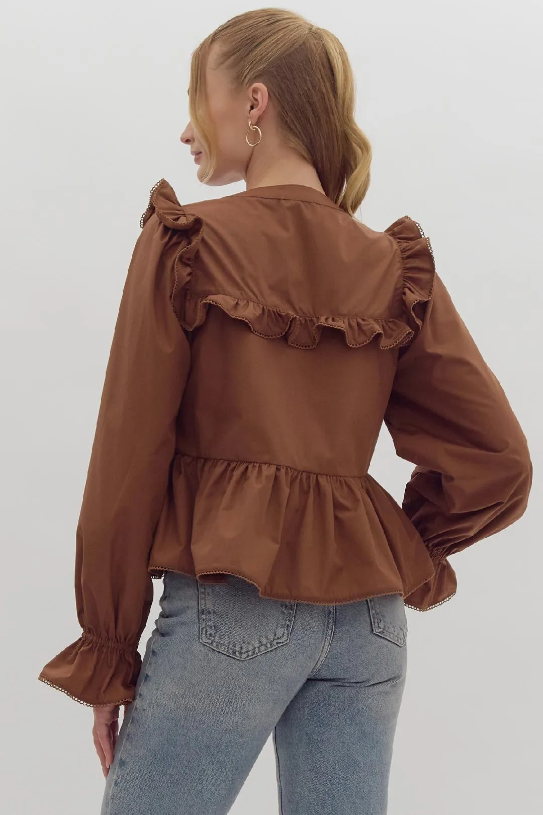 Espresso Ruffle Blouse