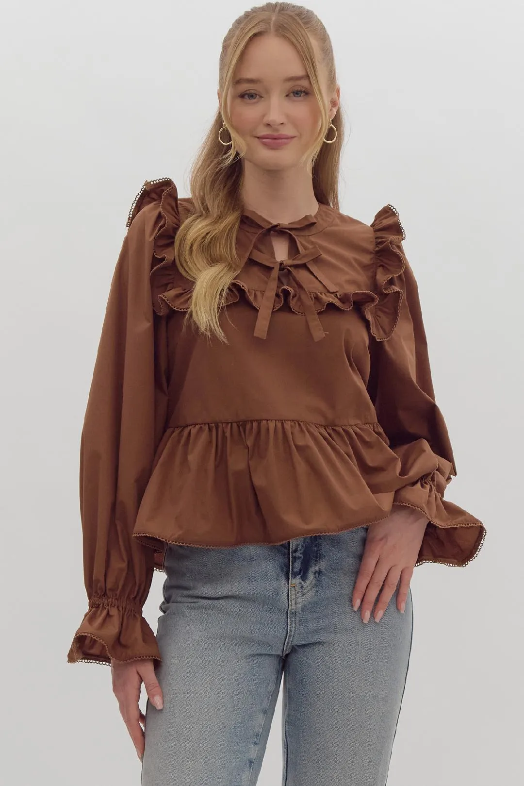 Espresso Ruffle Blouse