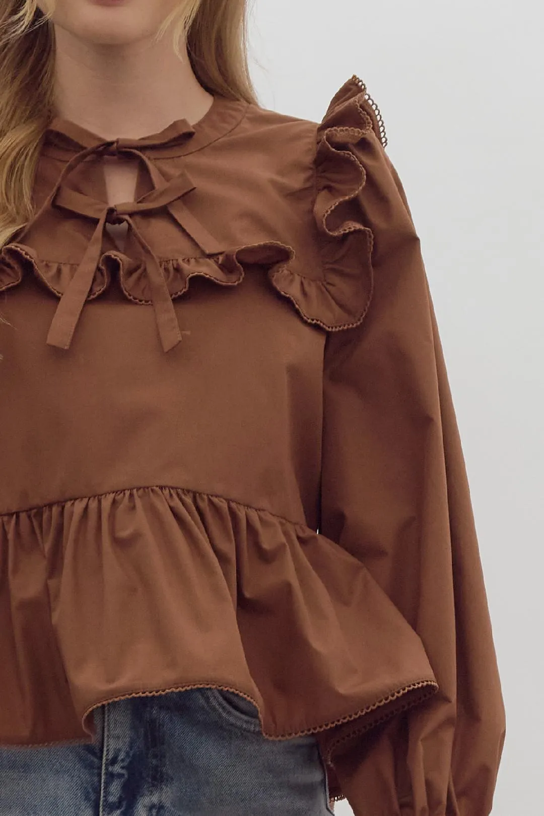 Espresso Ruffle Blouse