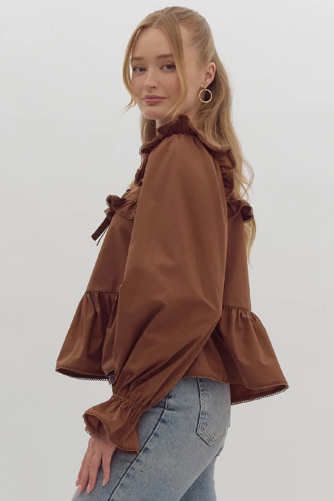 Espresso Ruffle Blouse