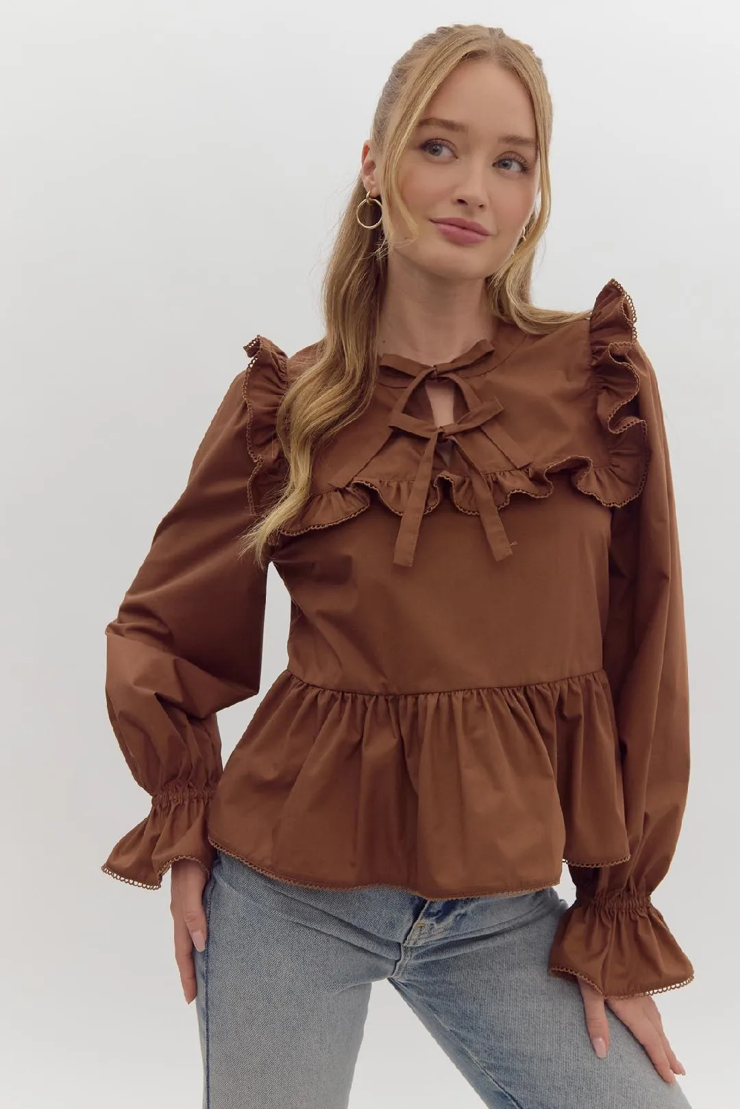 Espresso Ruffle Blouse