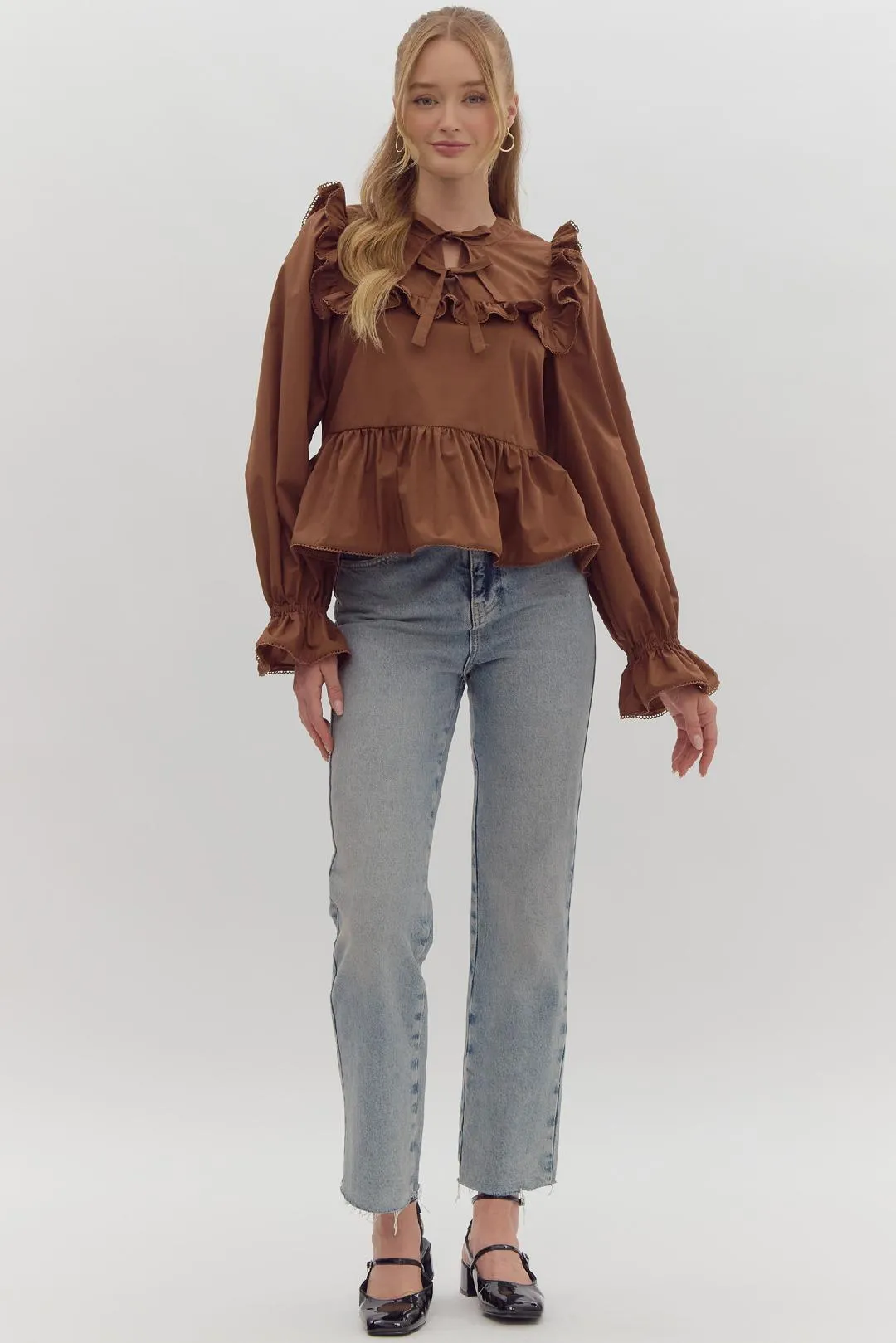 Espresso Ruffle Blouse