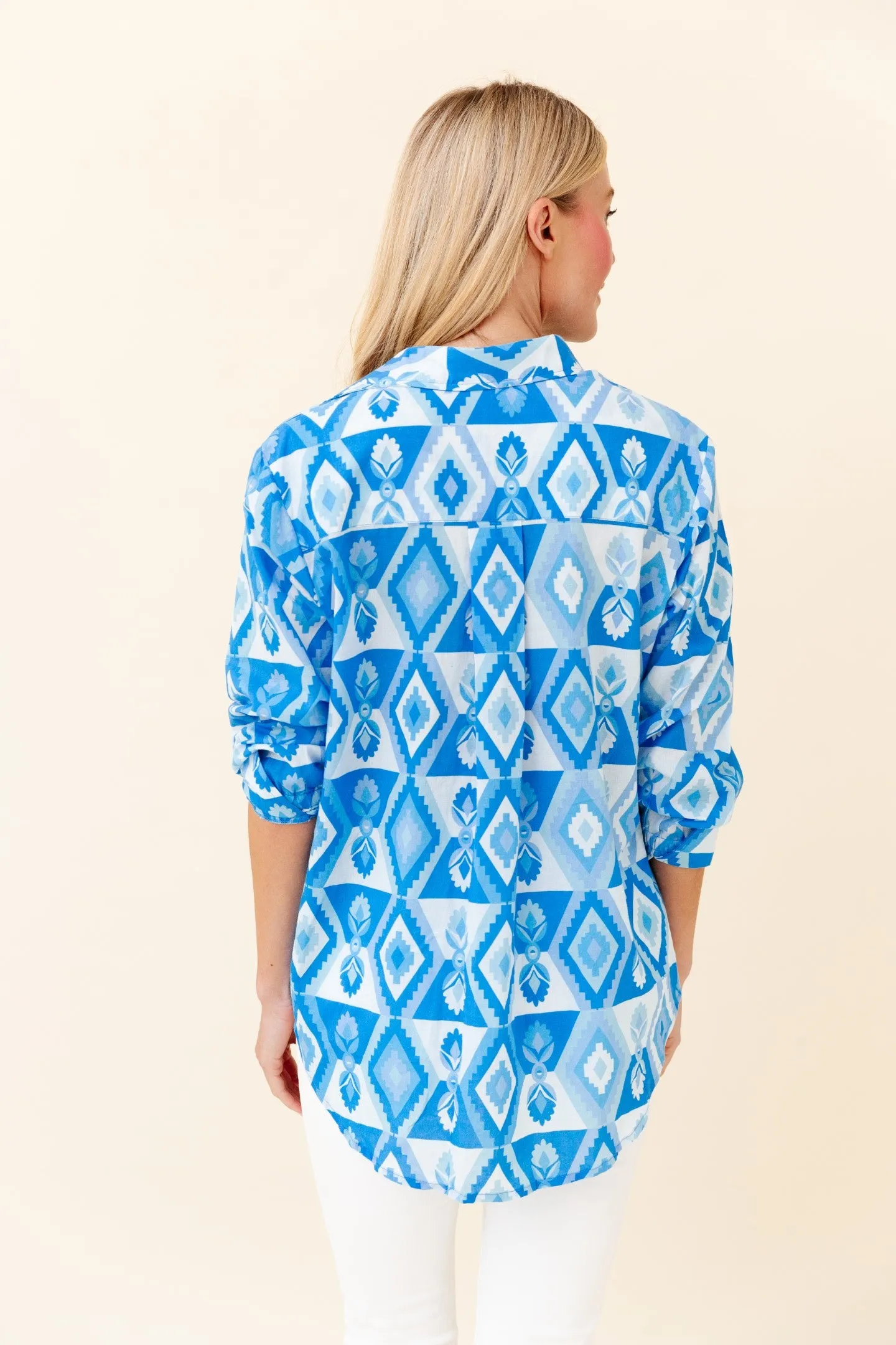 Fern Blouse in Lapis Geo