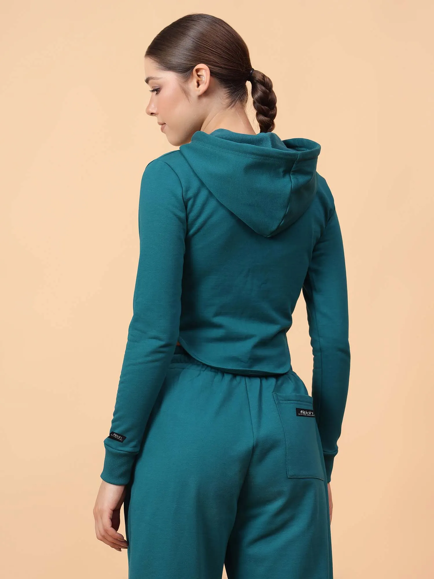 Fikin Women Teal Fleece Corset Jacket