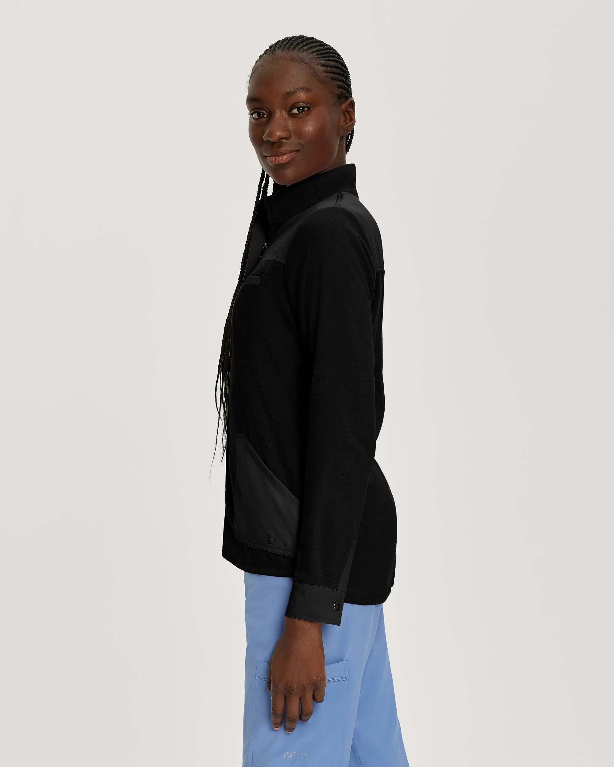 FIT 456 FIT Women's 3 Pocket Warm Up Scrub Jacket Black