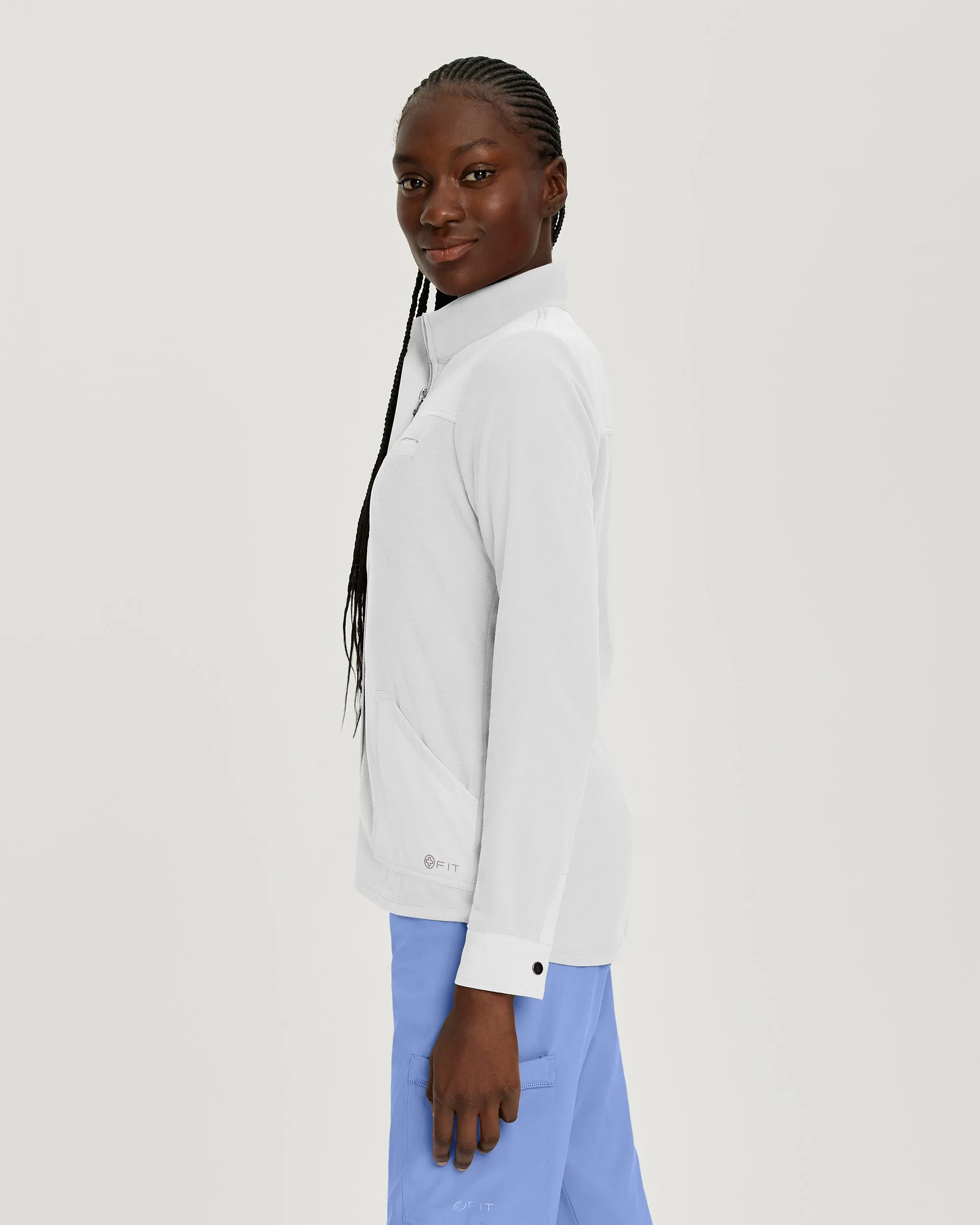 FIT 456 FIT Women's 3 Pocket Warm Up Scrub Jacket White