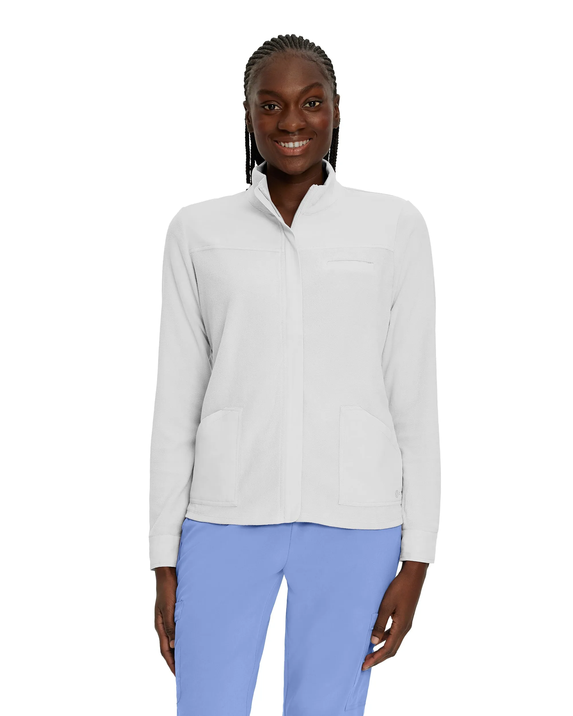 FIT 456 FIT Women's 3 Pocket Warm Up Scrub Jacket White