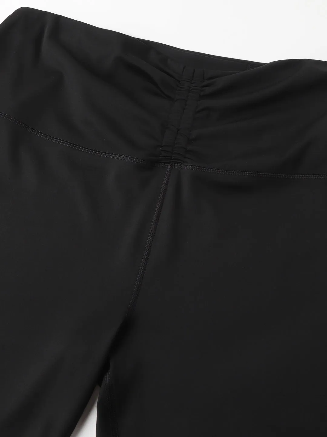 Fitkin Plus Size Super Soft Black Cinched Waist Biker Shorts