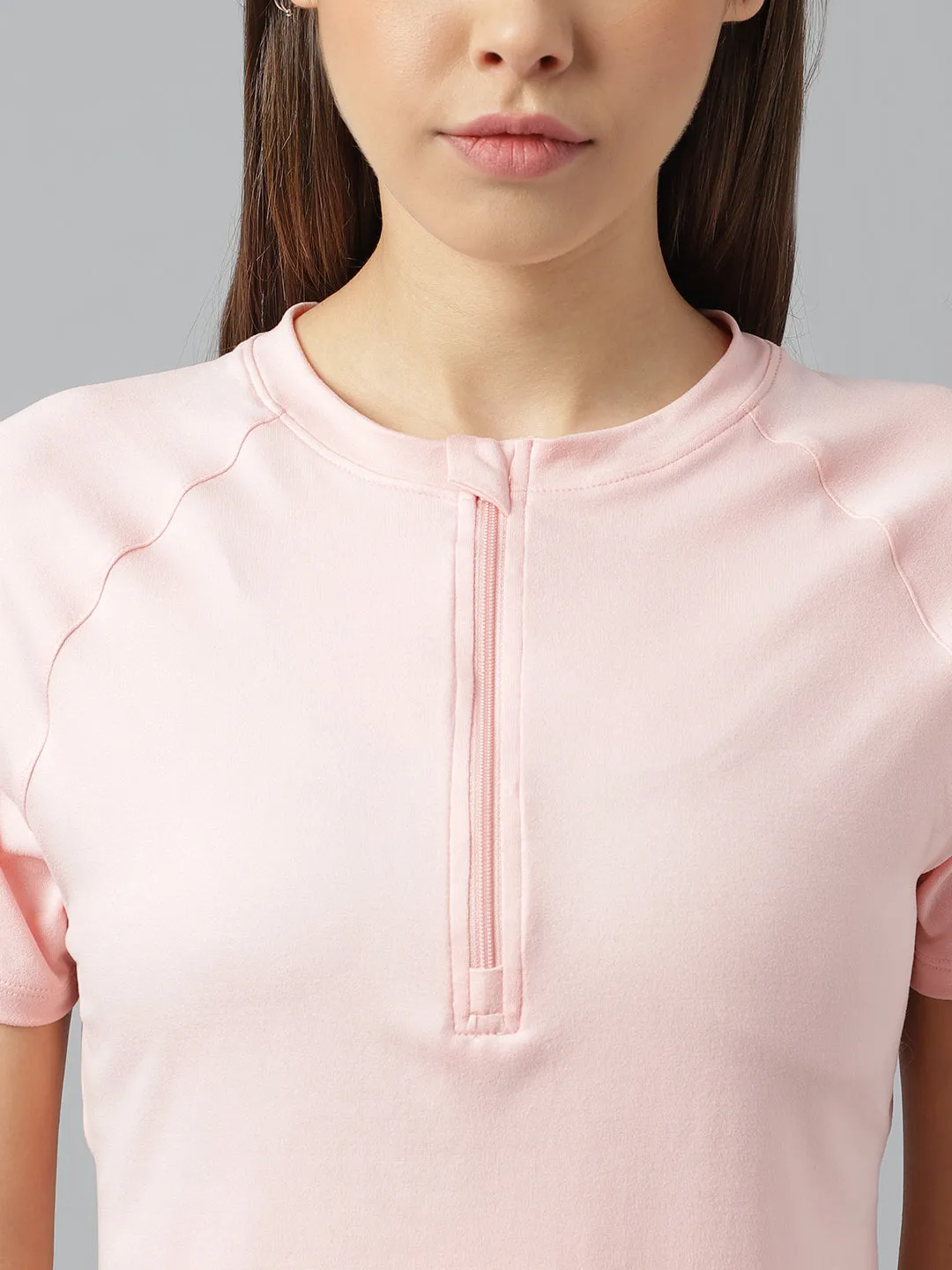 Fitkin women front zipper short sleeves t-shirt