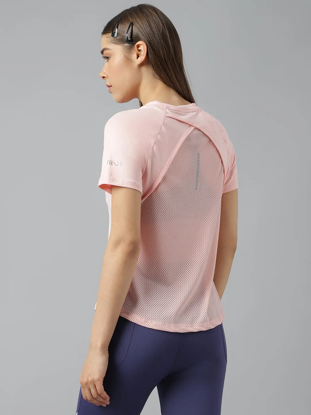 Fitkin women front zipper short sleeves t-shirt