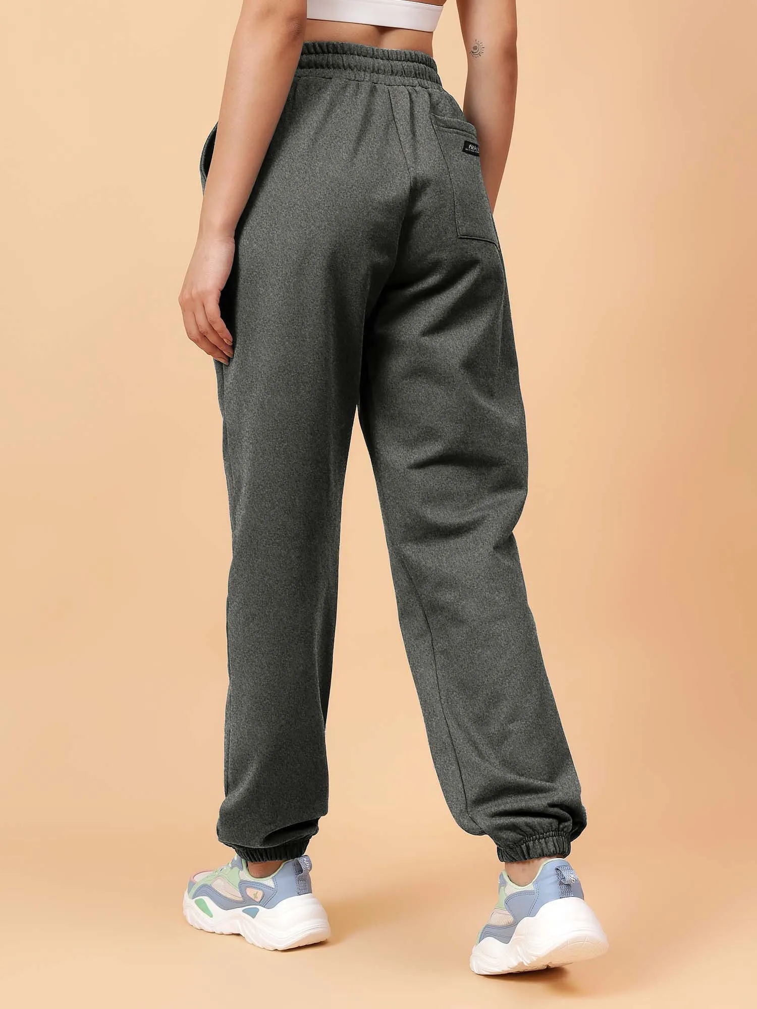 Fitkin Women Grey Melange CloudFit Fleece Jogger