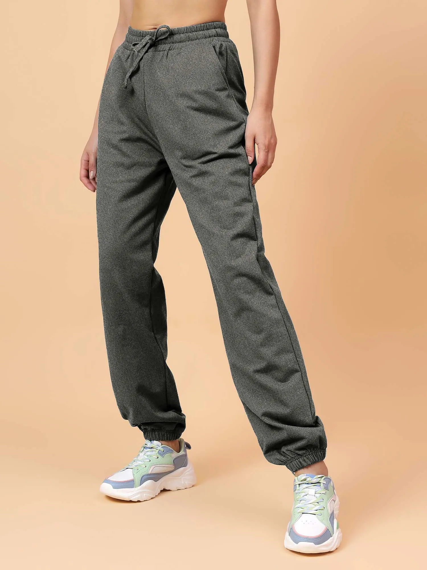 Fitkin Women Grey Melange CloudFit Fleece Jogger