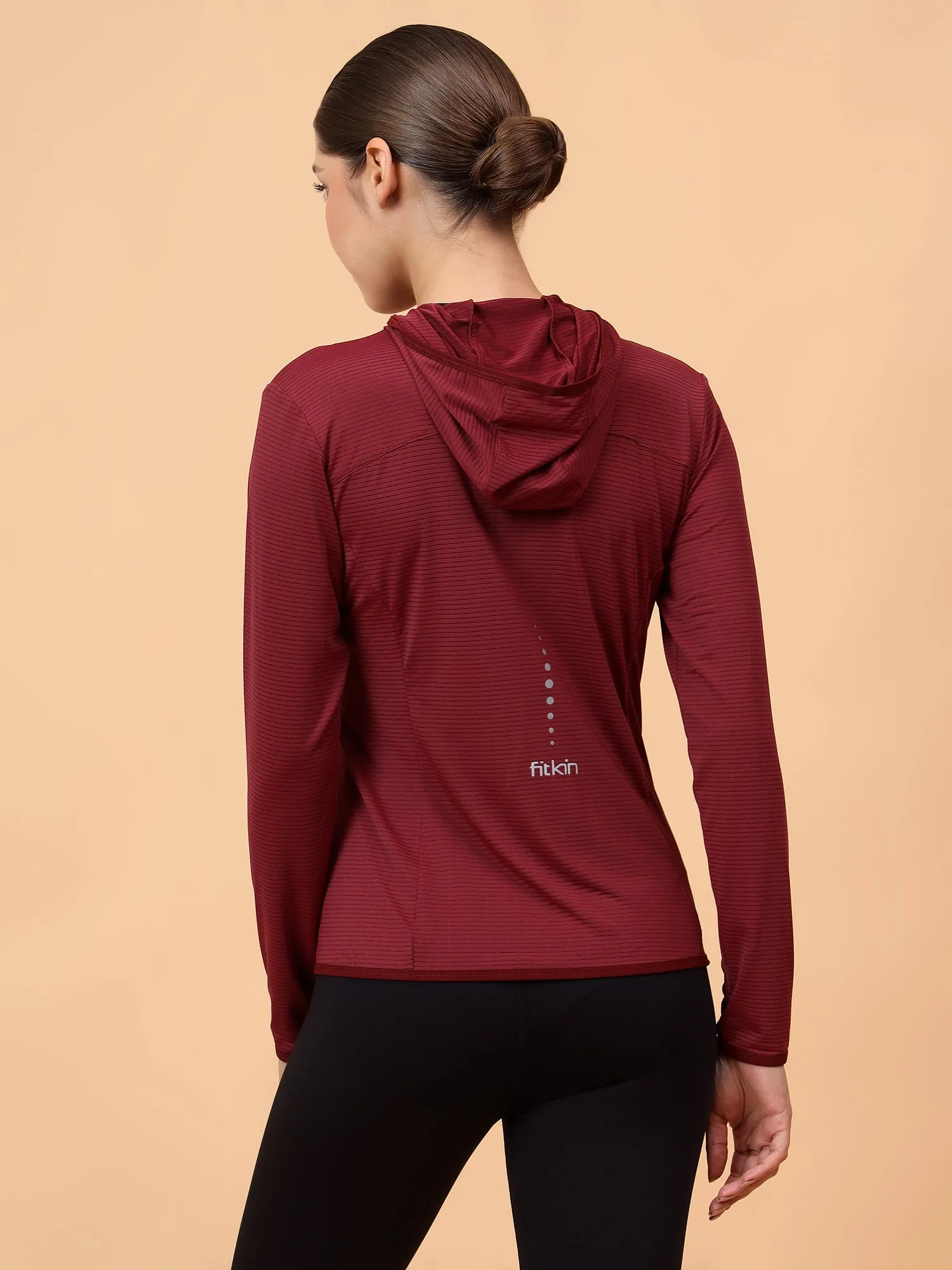 Fitkin Women Maroon Shape You Performance Jacket