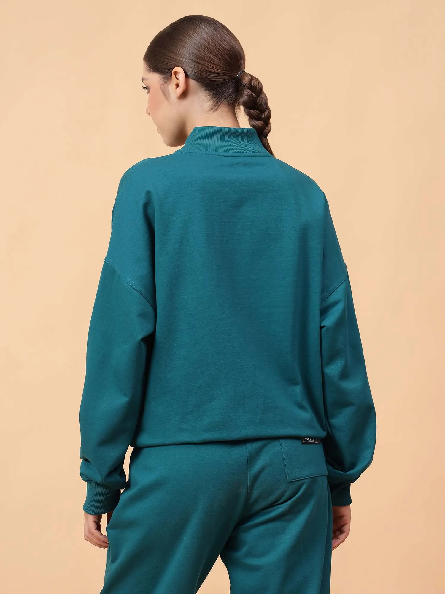 Fitkin Women Teal Green ActiveHeat Bomber Jacket