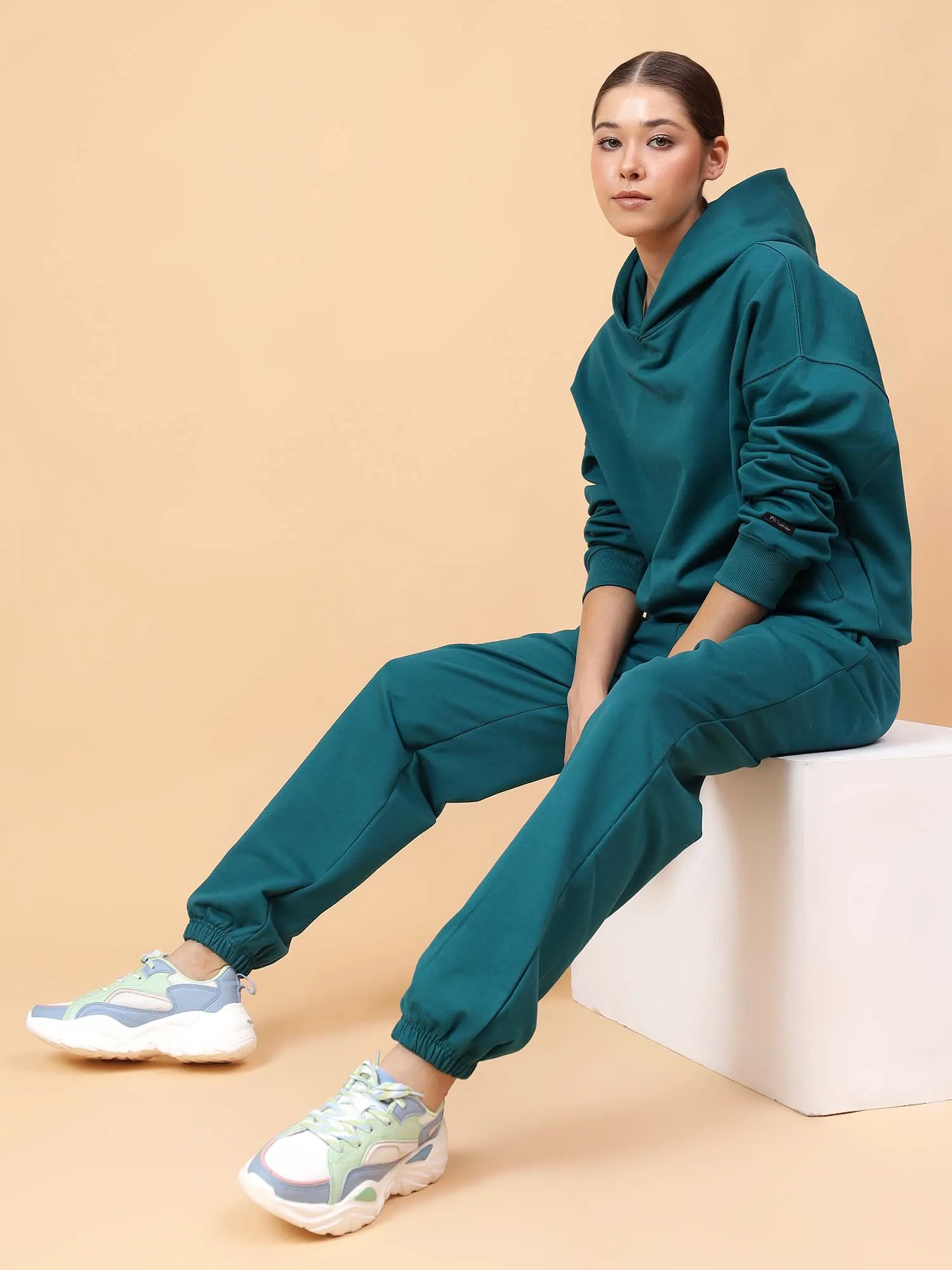 Fitkin Women Teal Green CloudFit Fleece Jogger