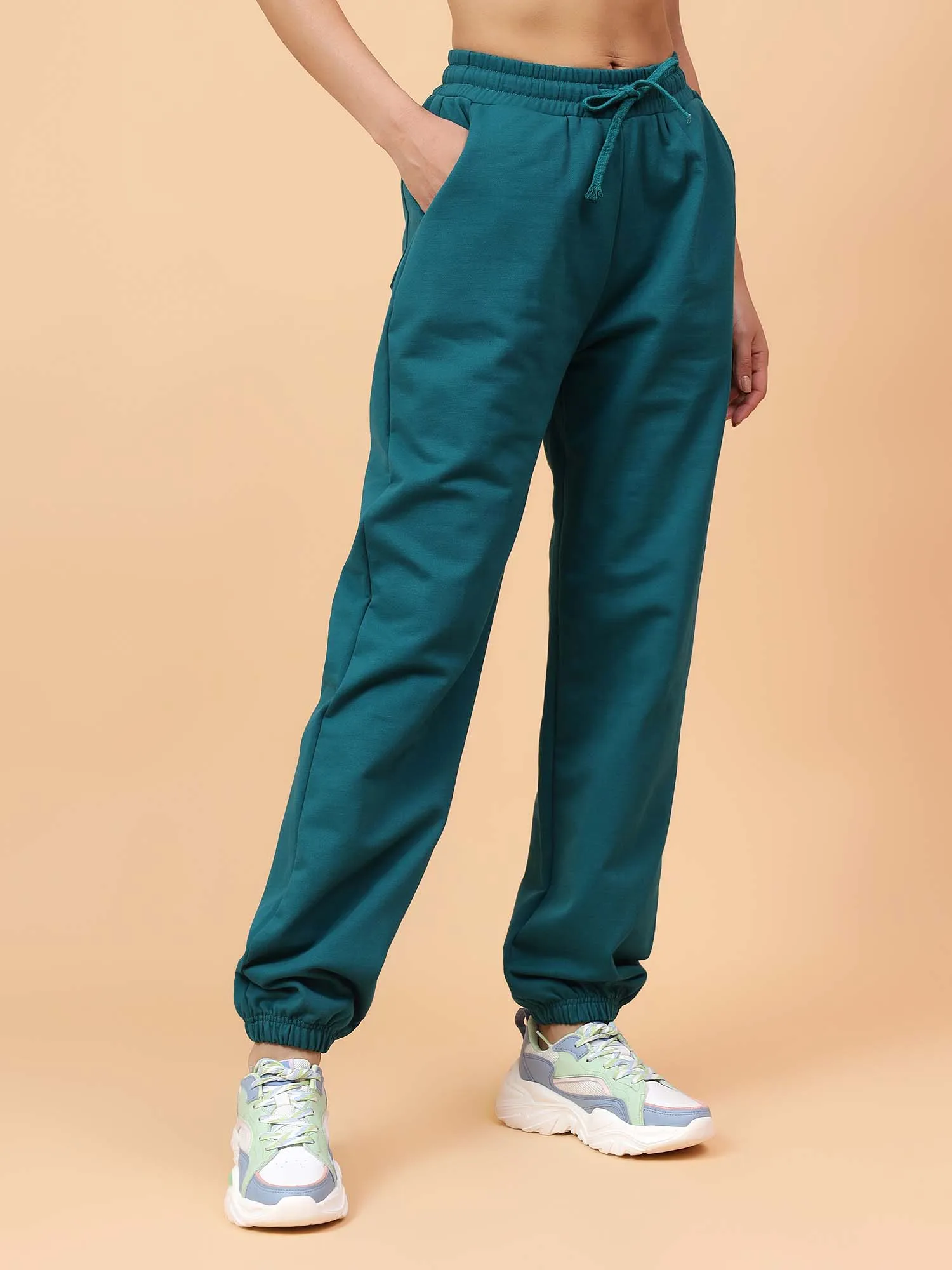 Fitkin Women Teal Green CloudFit Fleece Jogger
