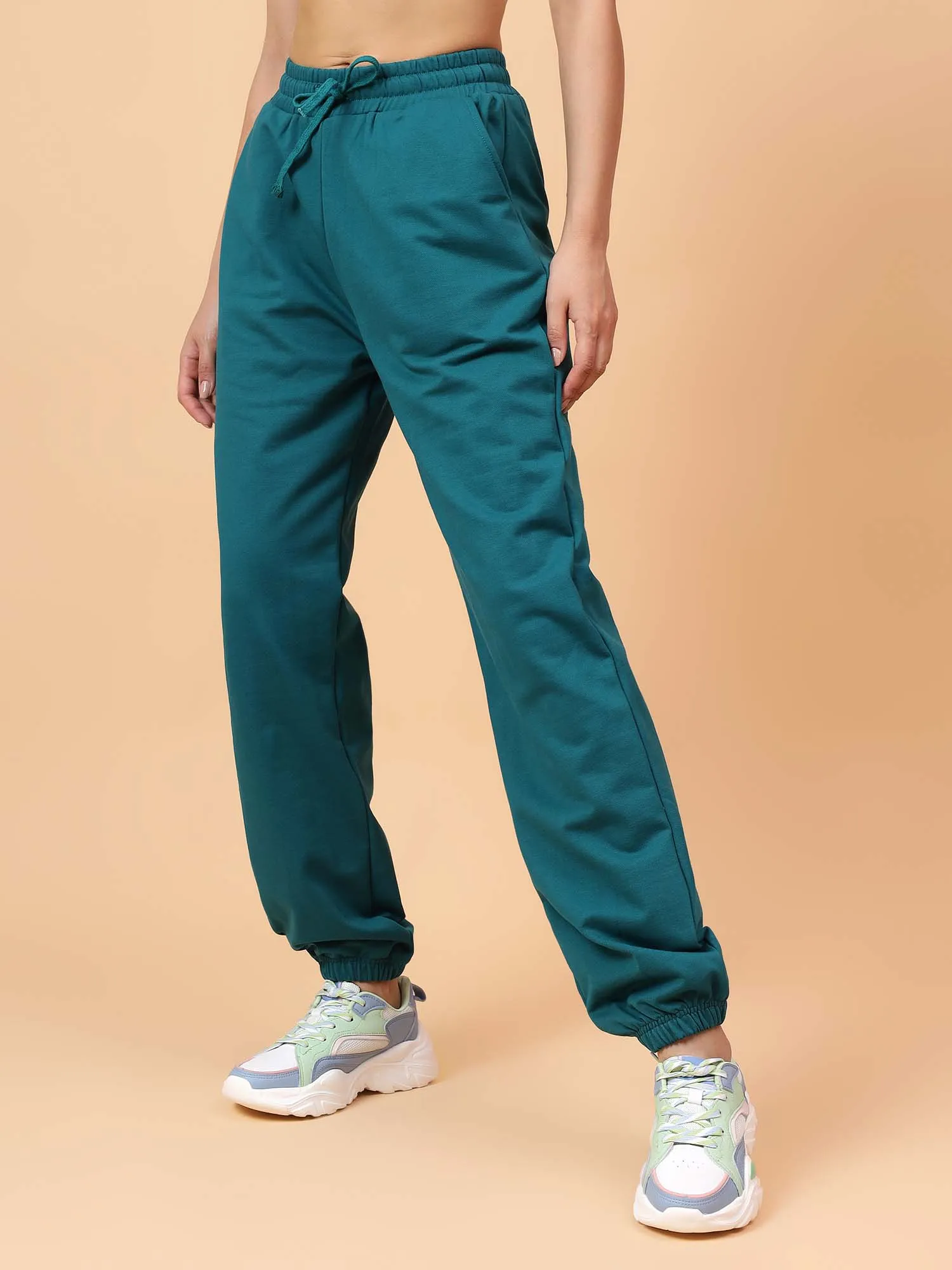 Fitkin Women Teal Green CloudFit Fleece Jogger