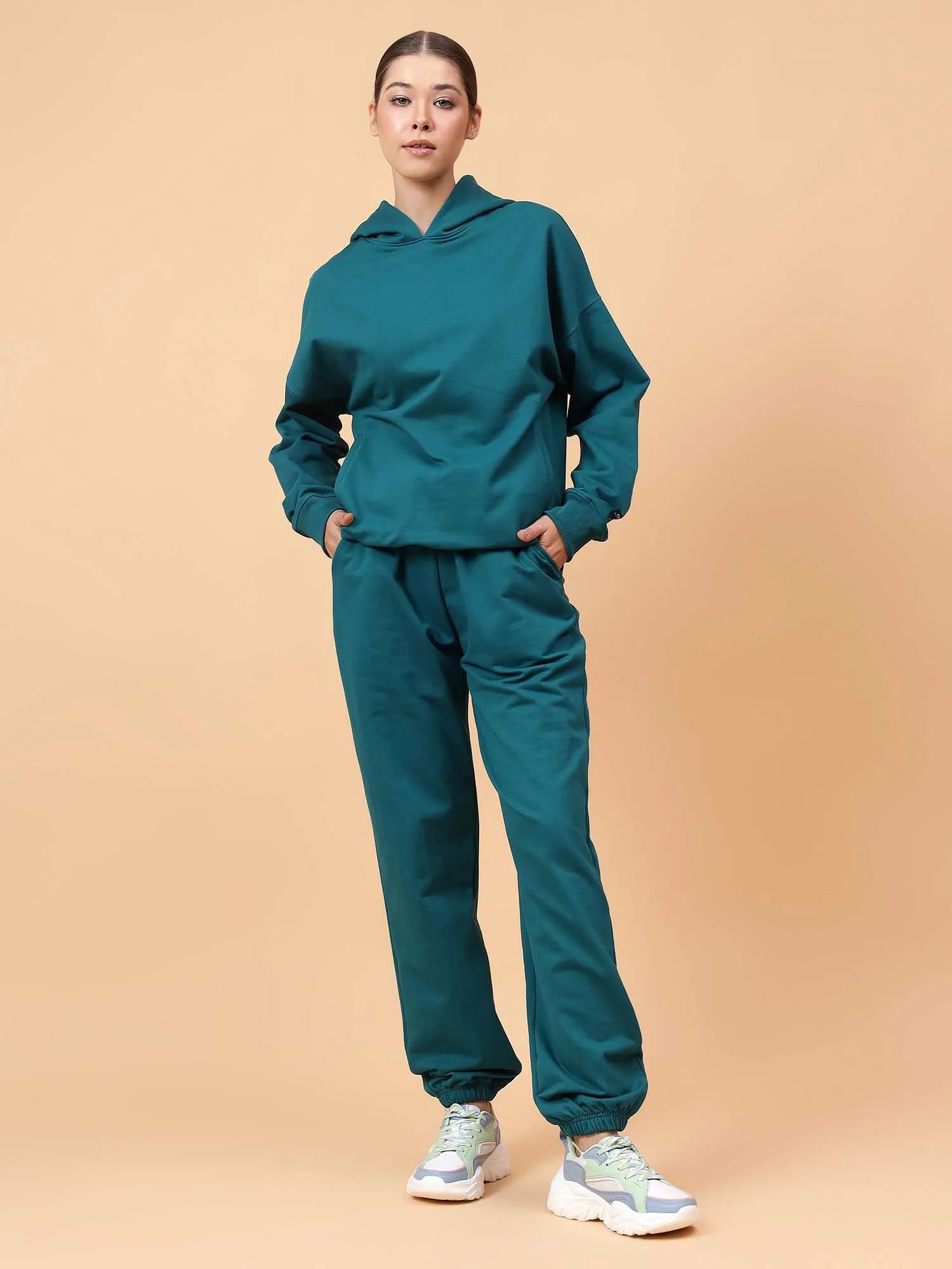 Fitkin Women Teal Green CloudFit Fleece Jogger