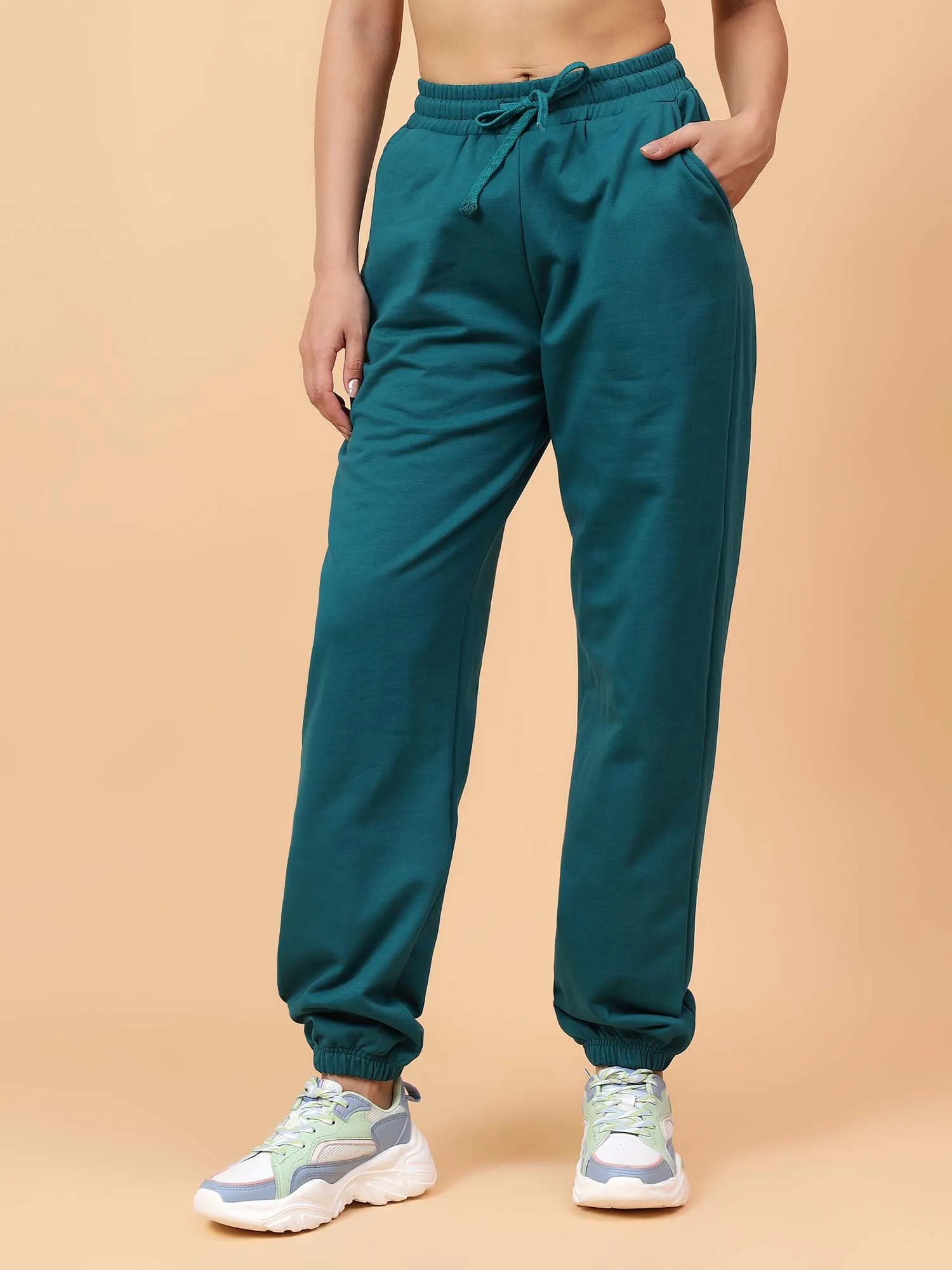 Fitkin Women Teal Green CloudFit Fleece Jogger
