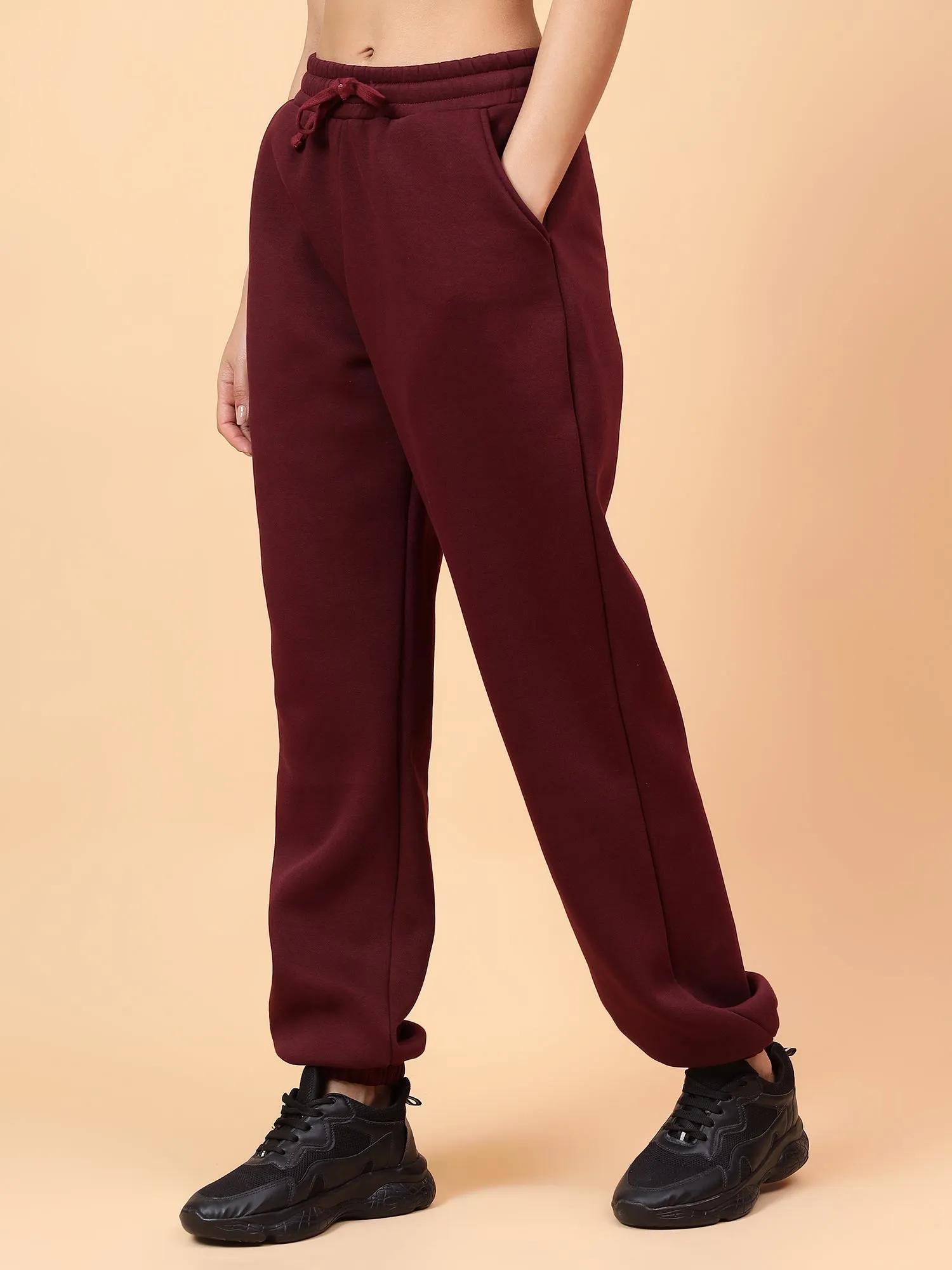 Fitkin Women  Wine CloudFit Fleece Jogger
