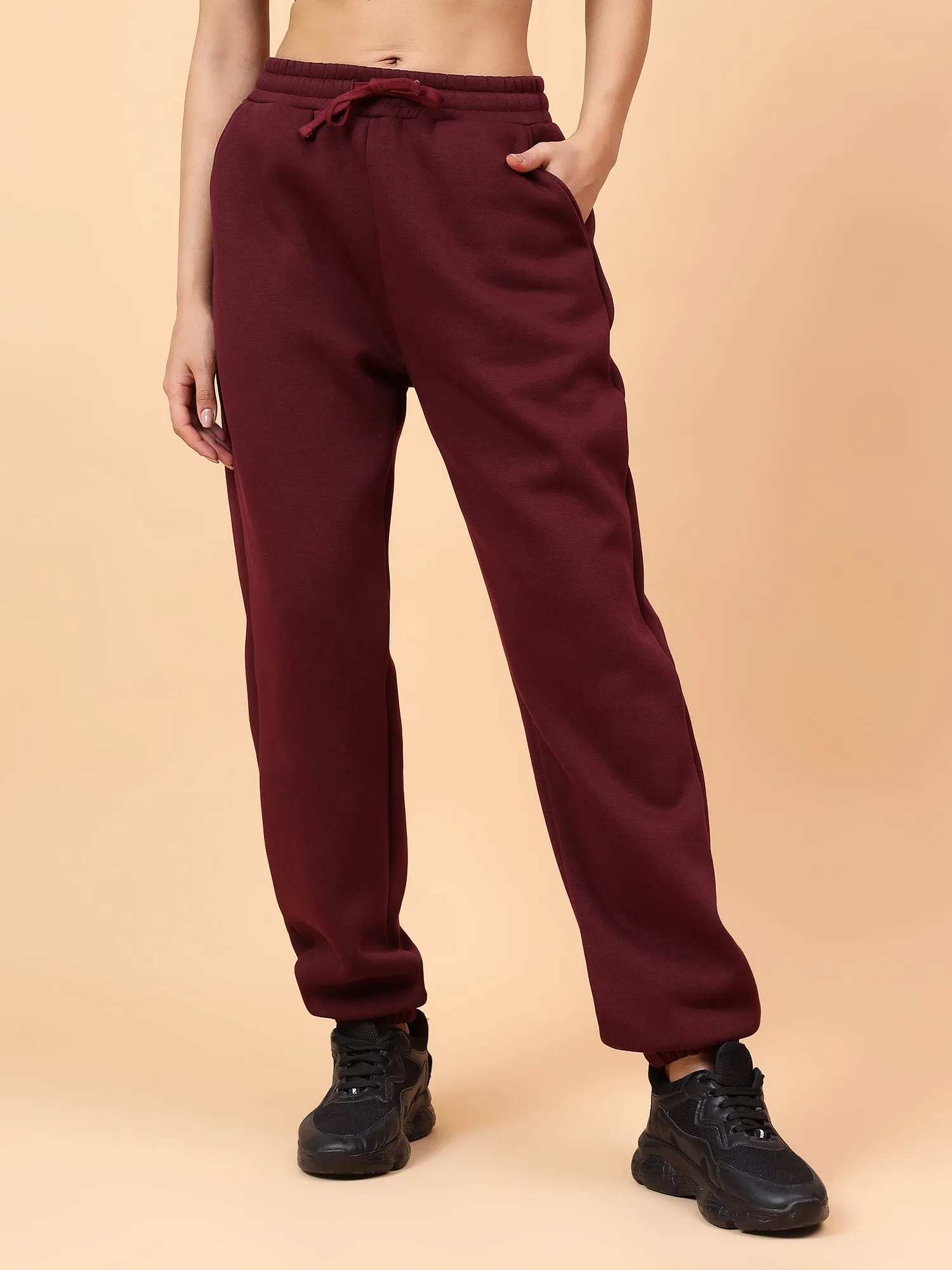 Fitkin Women  Wine CloudFit Fleece Jogger