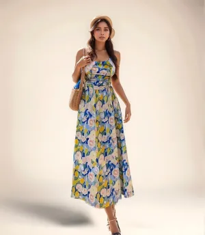 Floral Strapped Flare Maxi Dress