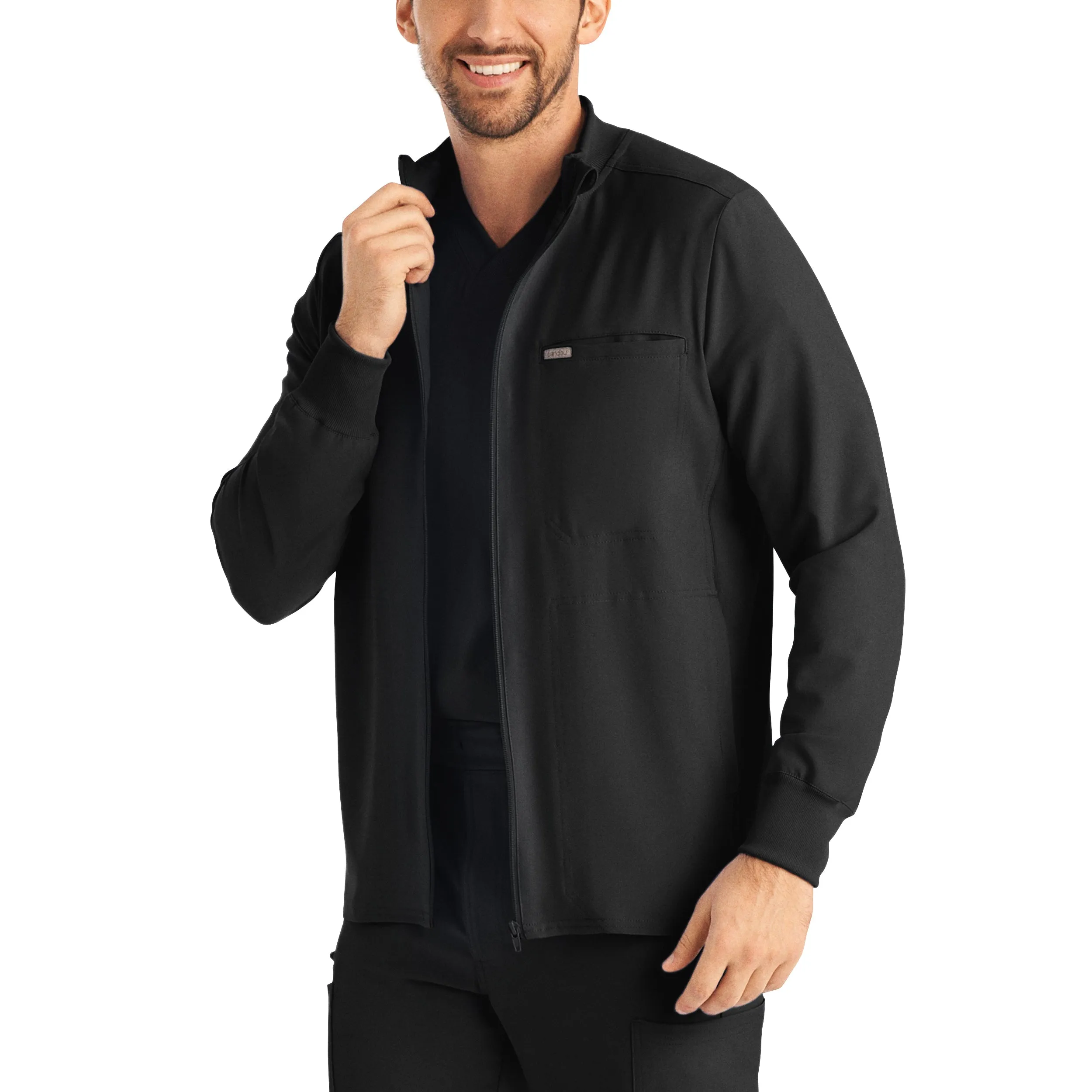Forward LJ703 Men's 3 Pocket Scrub Jacket Black