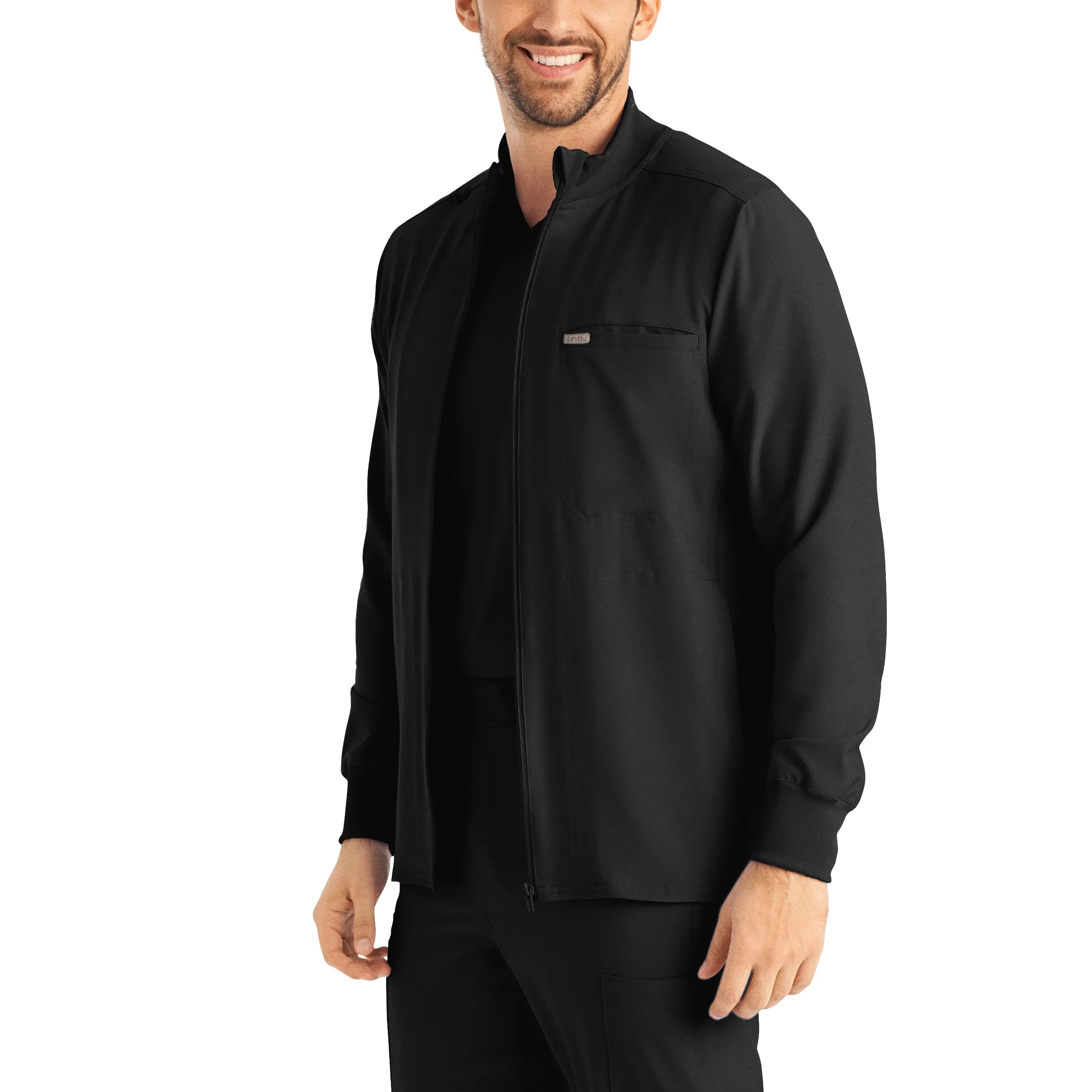 Forward LJ703 Men's 3 Pocket Scrub Jacket Black