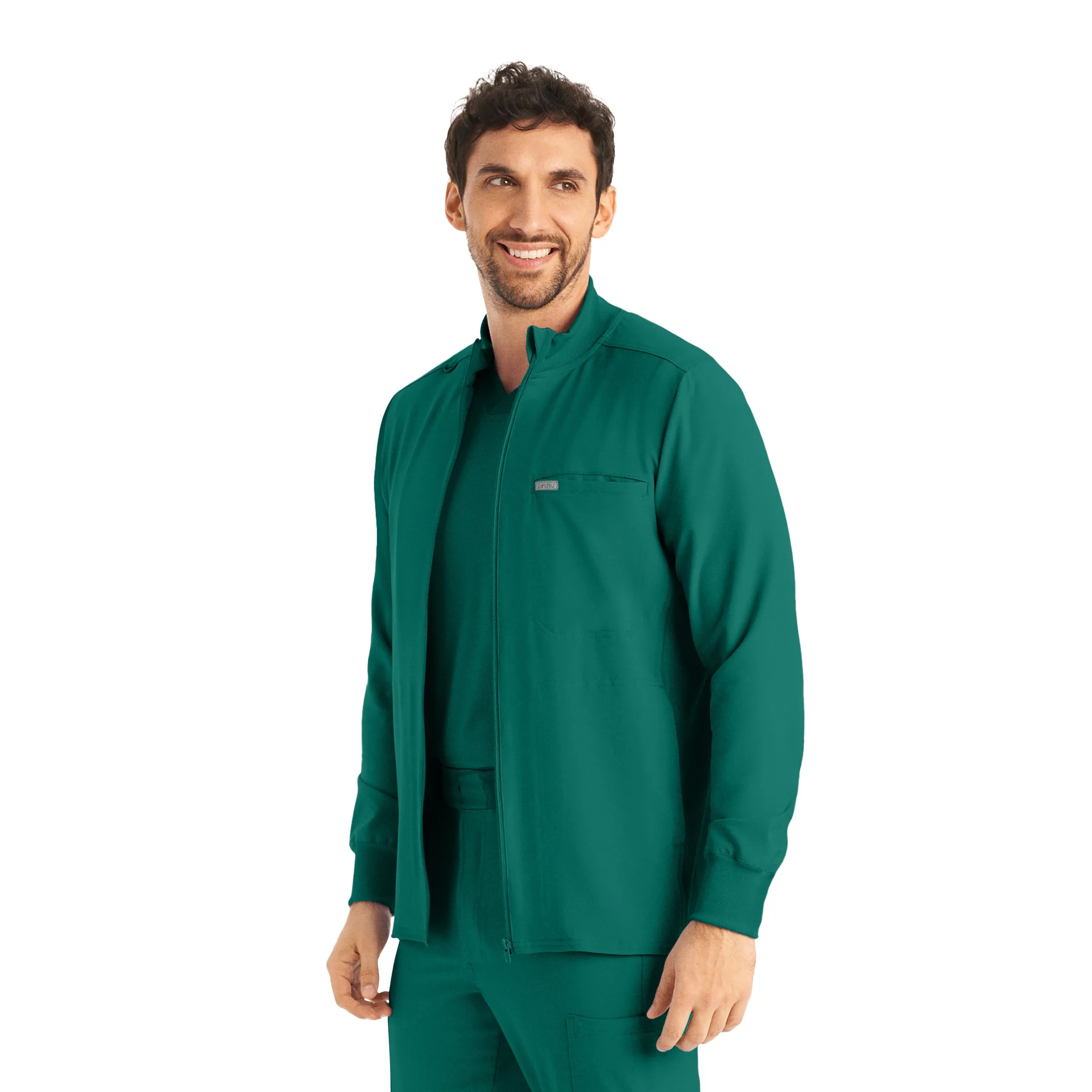Forward LJ703 Men's 3 Pocket Scrub Jacket Hunter