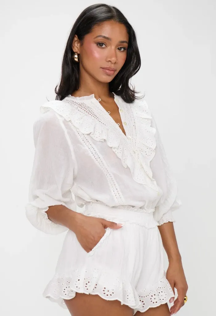 French Blouse-White Eyelet