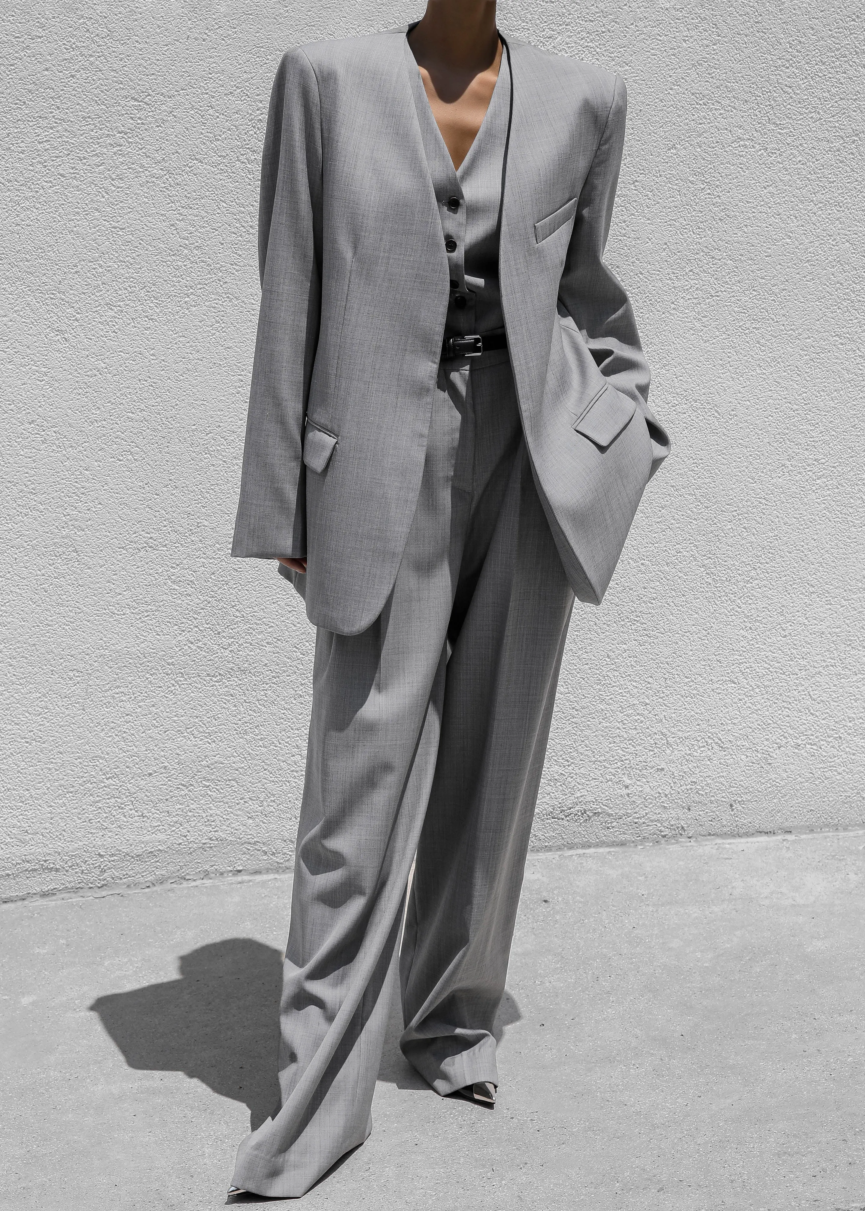Gillian Collarless Blazer - Grey