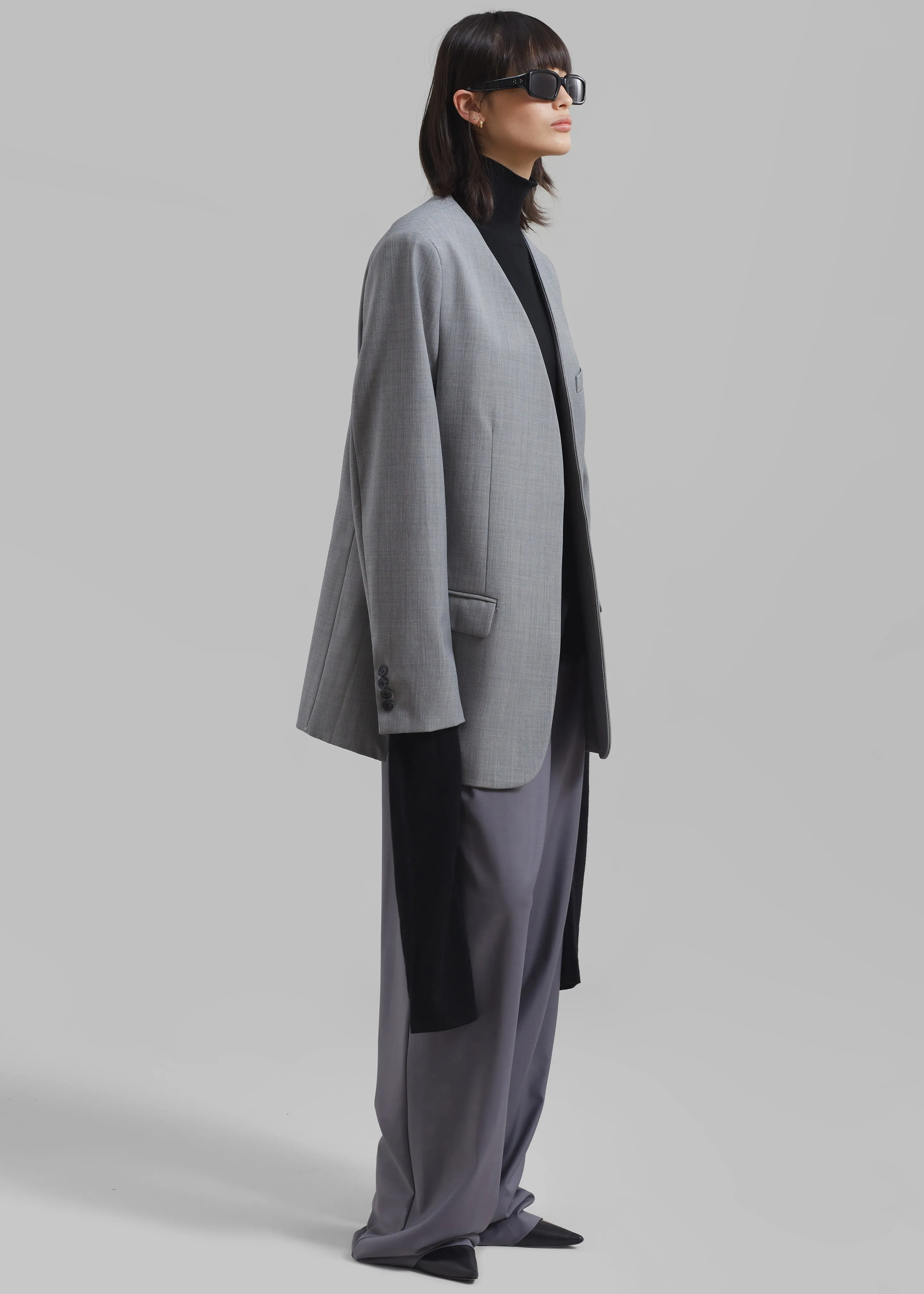 Gillian Collarless Blazer - Grey