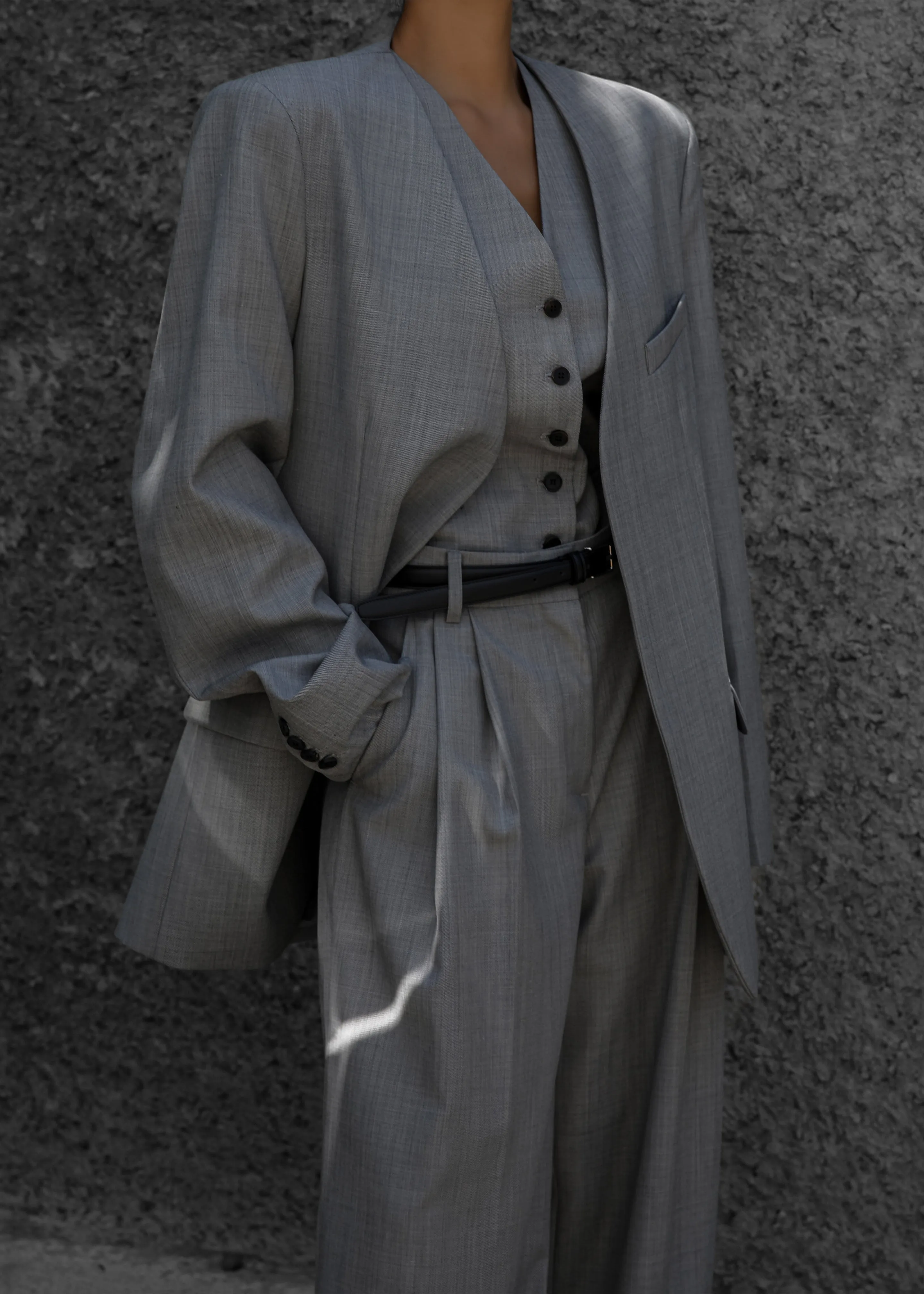 Gillian Collarless Blazer - Grey