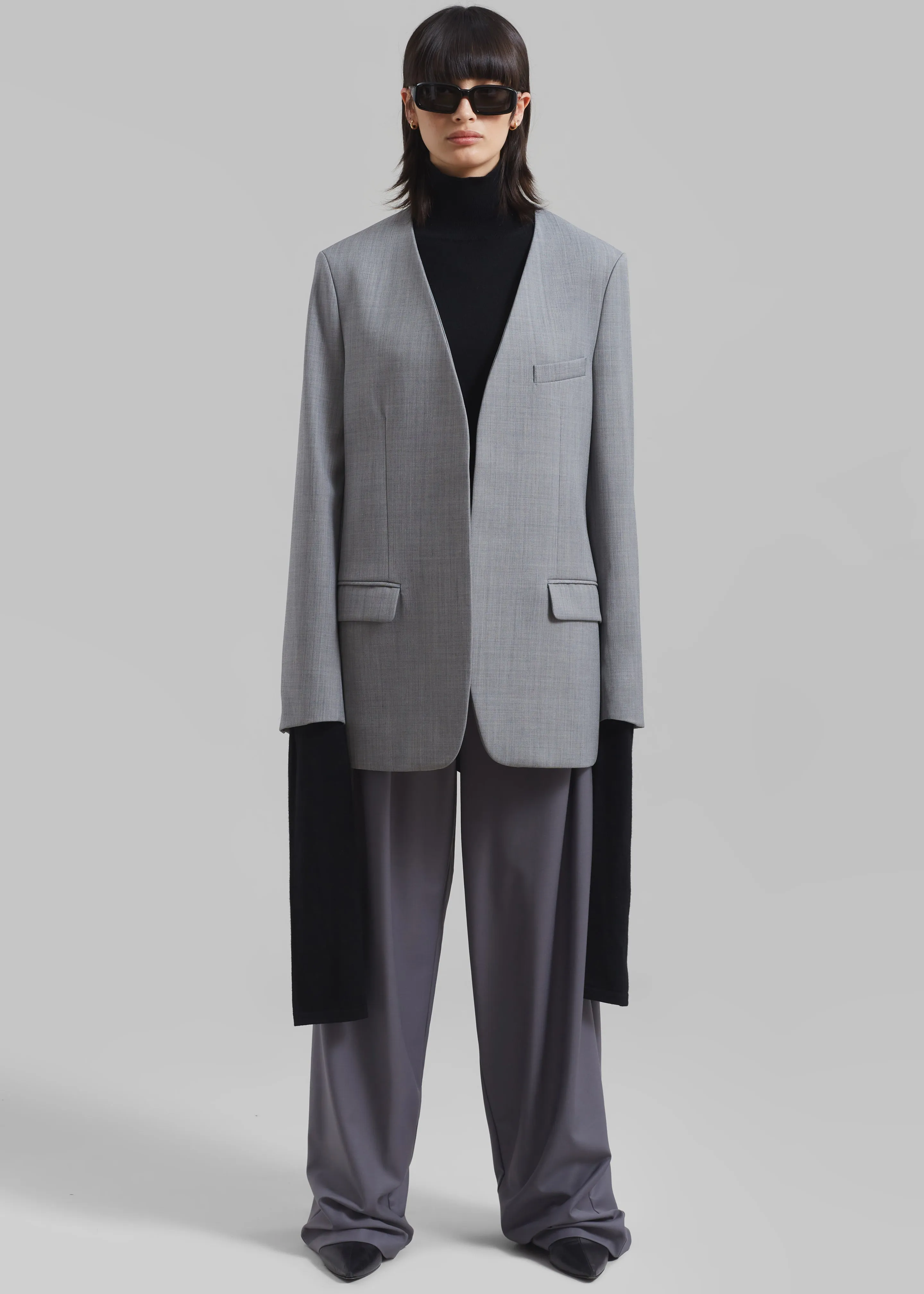 Gillian Collarless Blazer - Grey