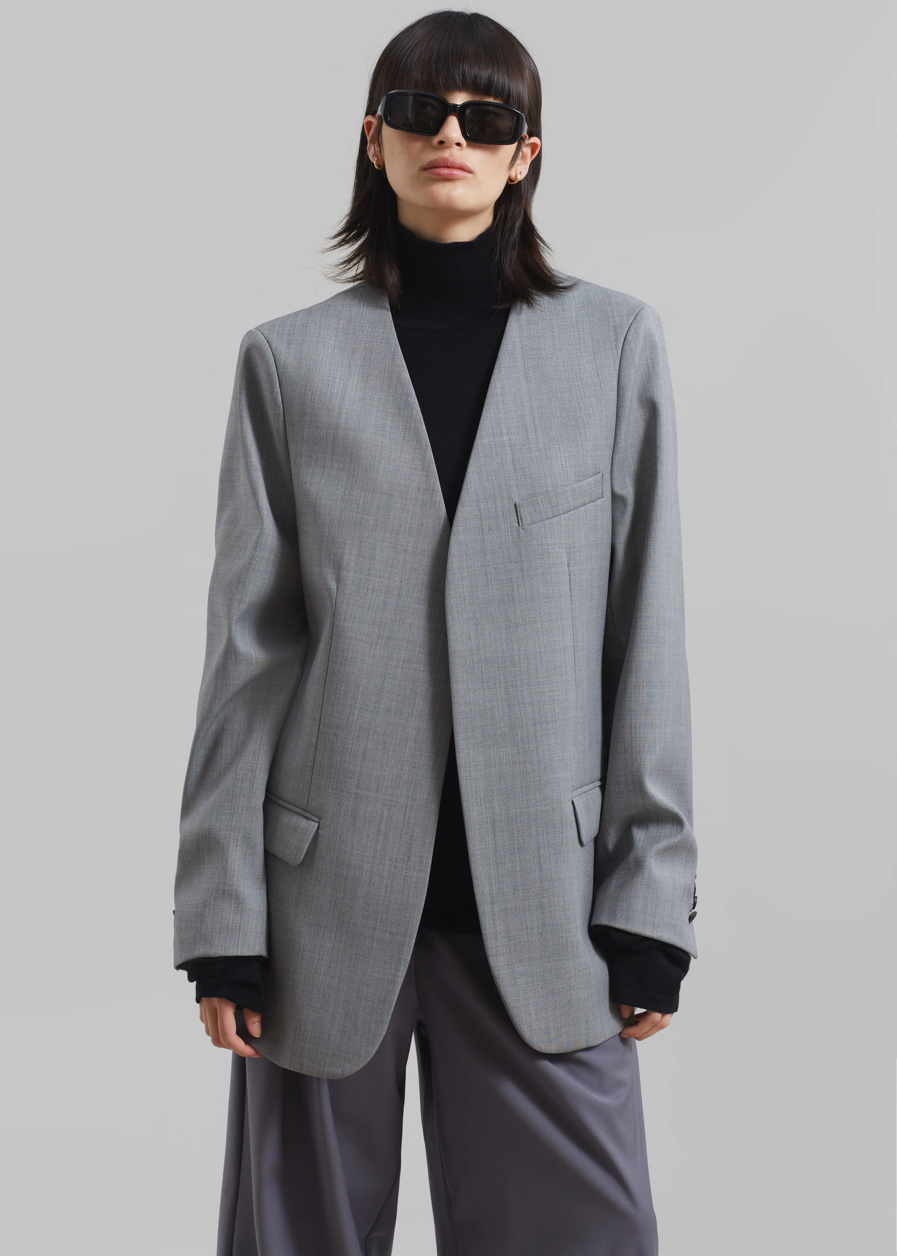 Gillian Collarless Blazer - Grey