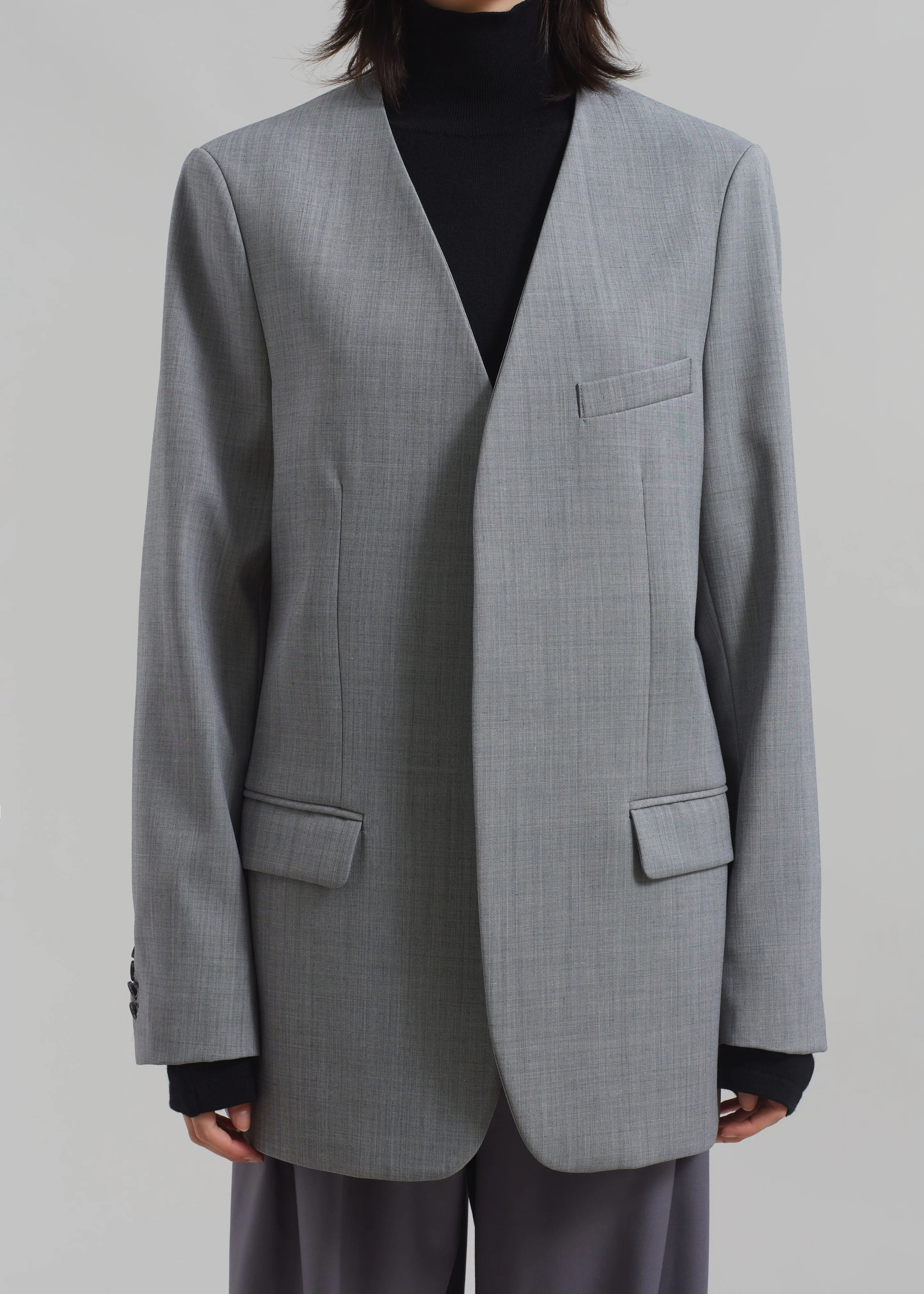 Gillian Collarless Blazer - Grey