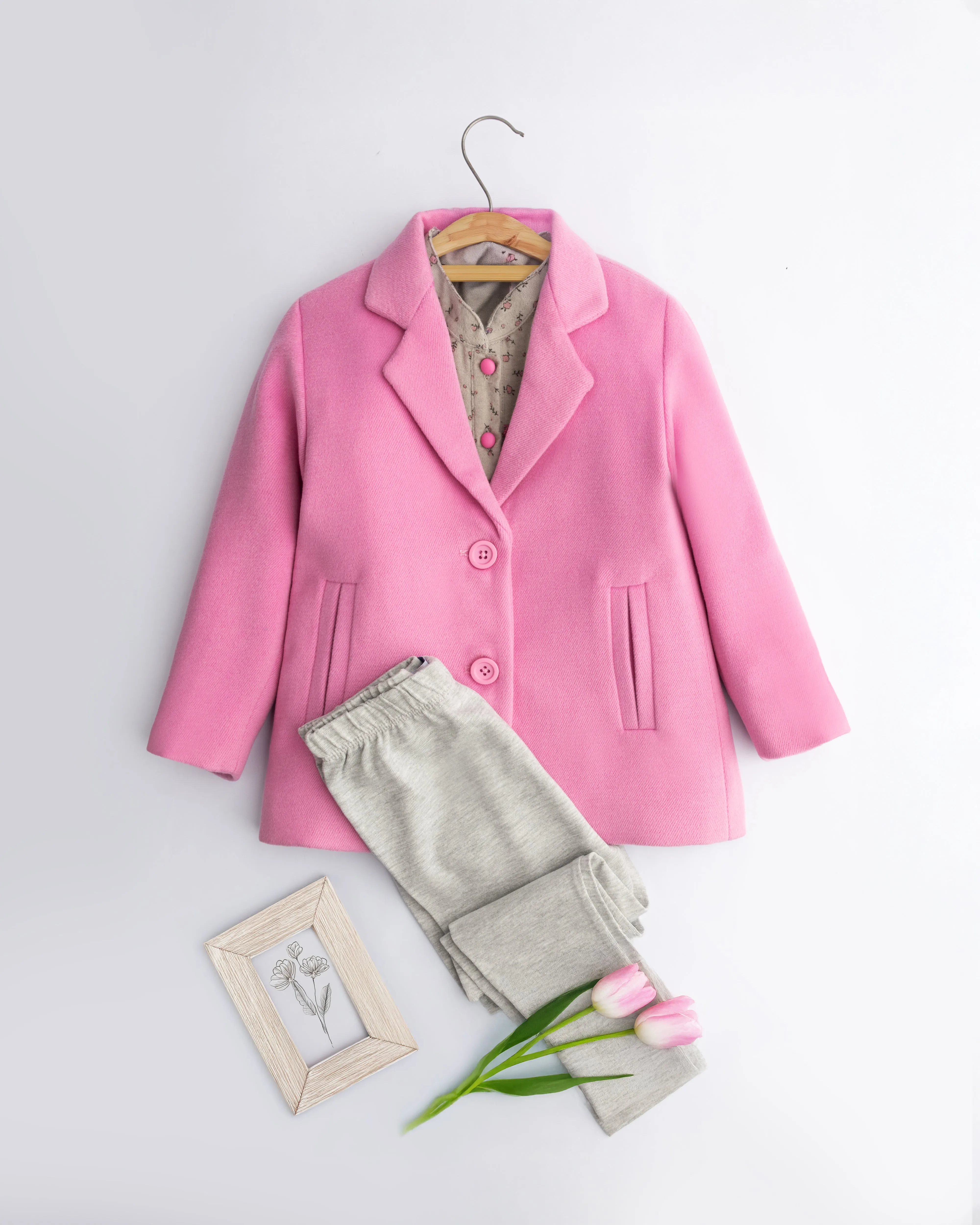 Girls Pink Wool Blazer