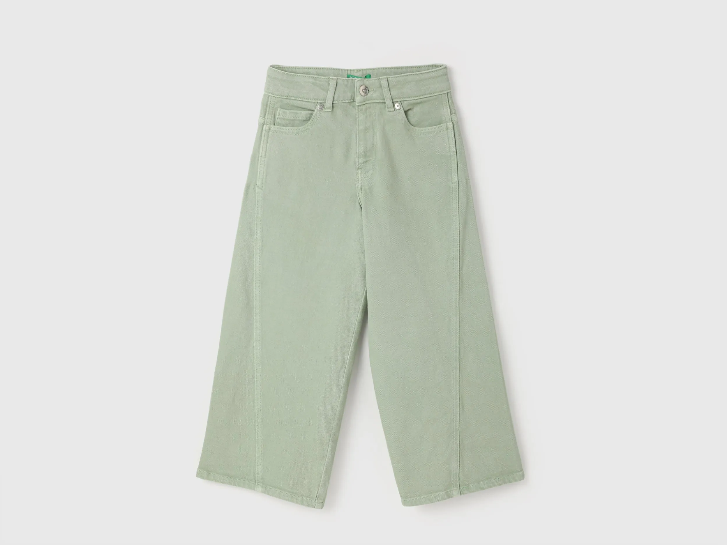 Girl's Solid Wide Leg Jeans